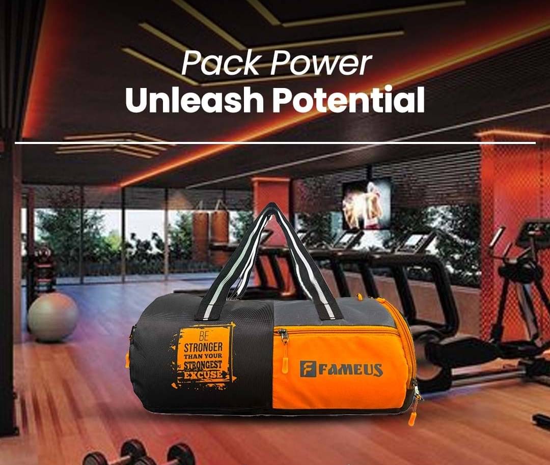    			FameUs Polyester Orange 25 Ltrs Gym Bag