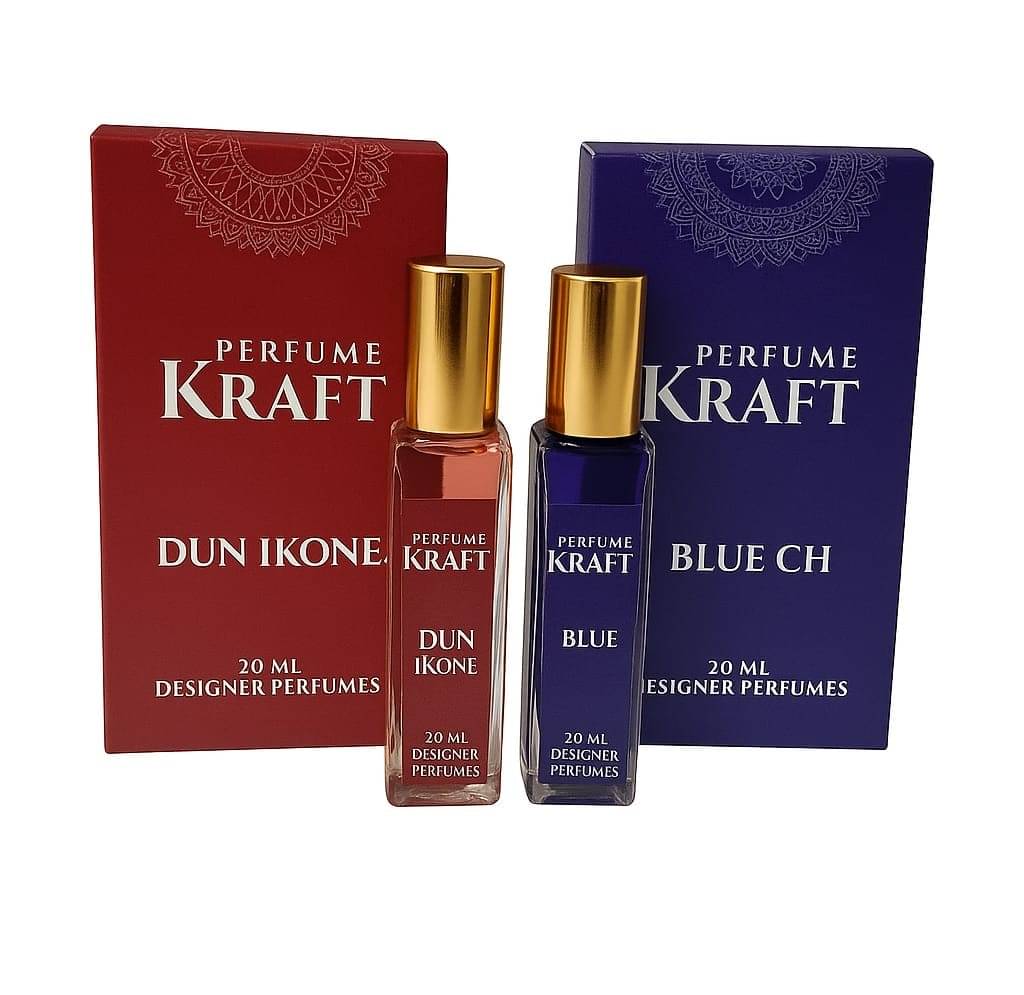 Perfume Kraft Dun Ikone and Blue CH Inspired Version Perfumes of 20 ml each Perfume Kraft Dun Ikone and Blue CH Inspired Version Perfumes of 20 ml each