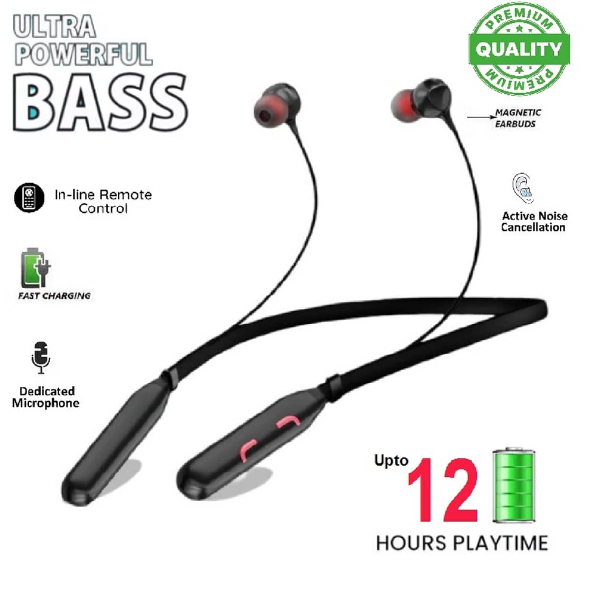     			HUG PUPPY In-the-ear Bluetooth Headset with Upto 12h Talktime Deep Bass - Red
