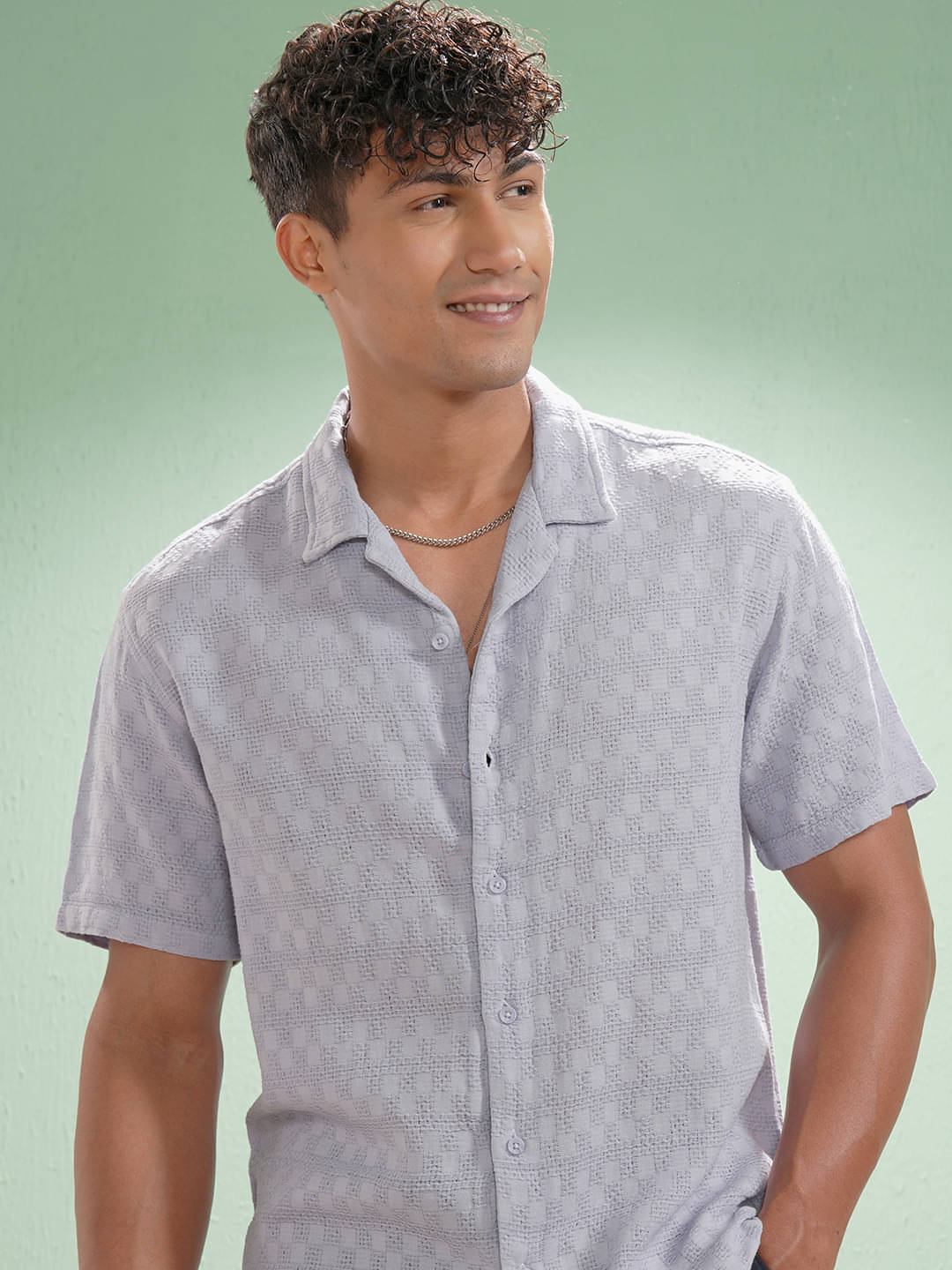 Highlander 100% Cotton Relaxed Fit Self Design Half Sleeves Men's Casual Shirt - Lavender ( Pack of 1 ) Highlander 100% Cotton Relaxed Fit Self Design Half Sleeves Men's Casual Shirt - Lavender ( Pack of 1 )