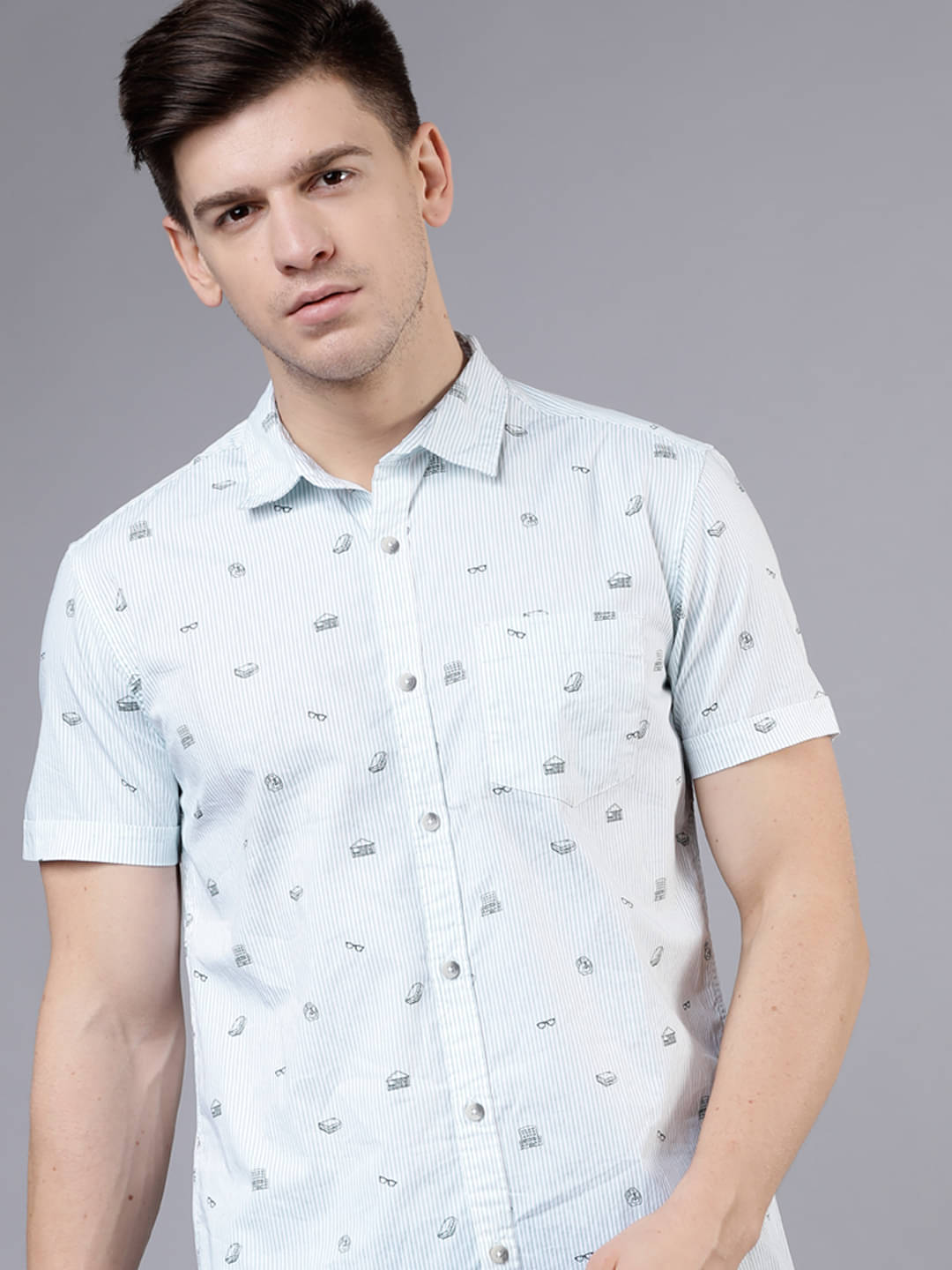 Highlander 100% Cotton Slim Fit Printed Half Sleeves Men's Casual Shirt - Multicolor ( Pack of 1 )     			Highlander 100% Cotton Slim Fit Printed Half Sleeves Men's Casual Shirt - Multicolor ( Pack of 1 )