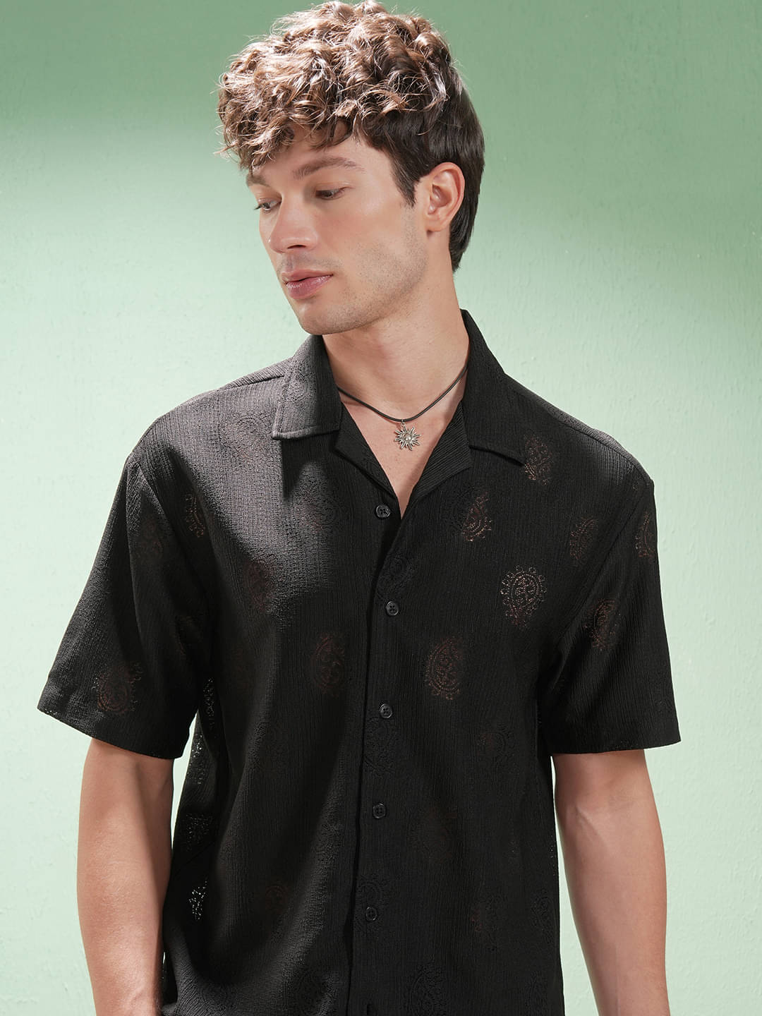 Highlander Polyester Relaxed Fit Self Design Half Sleeves Men's Casual Shirt - Black ( Pack of 1 ) Highlander Polyester Relaxed Fit Self Design Half Sleeves Men's Casual Shirt - Black ( Pack of 1 )