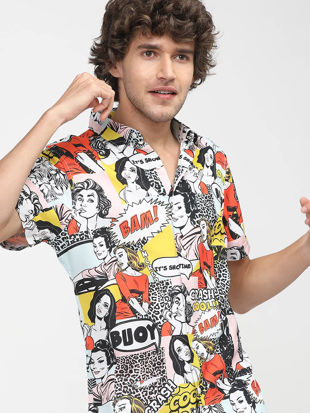     			Highlander Polyester Slim Fit Printed Half Sleeves Men's Casual Shirt - Multicolor ( Pack of 1 )