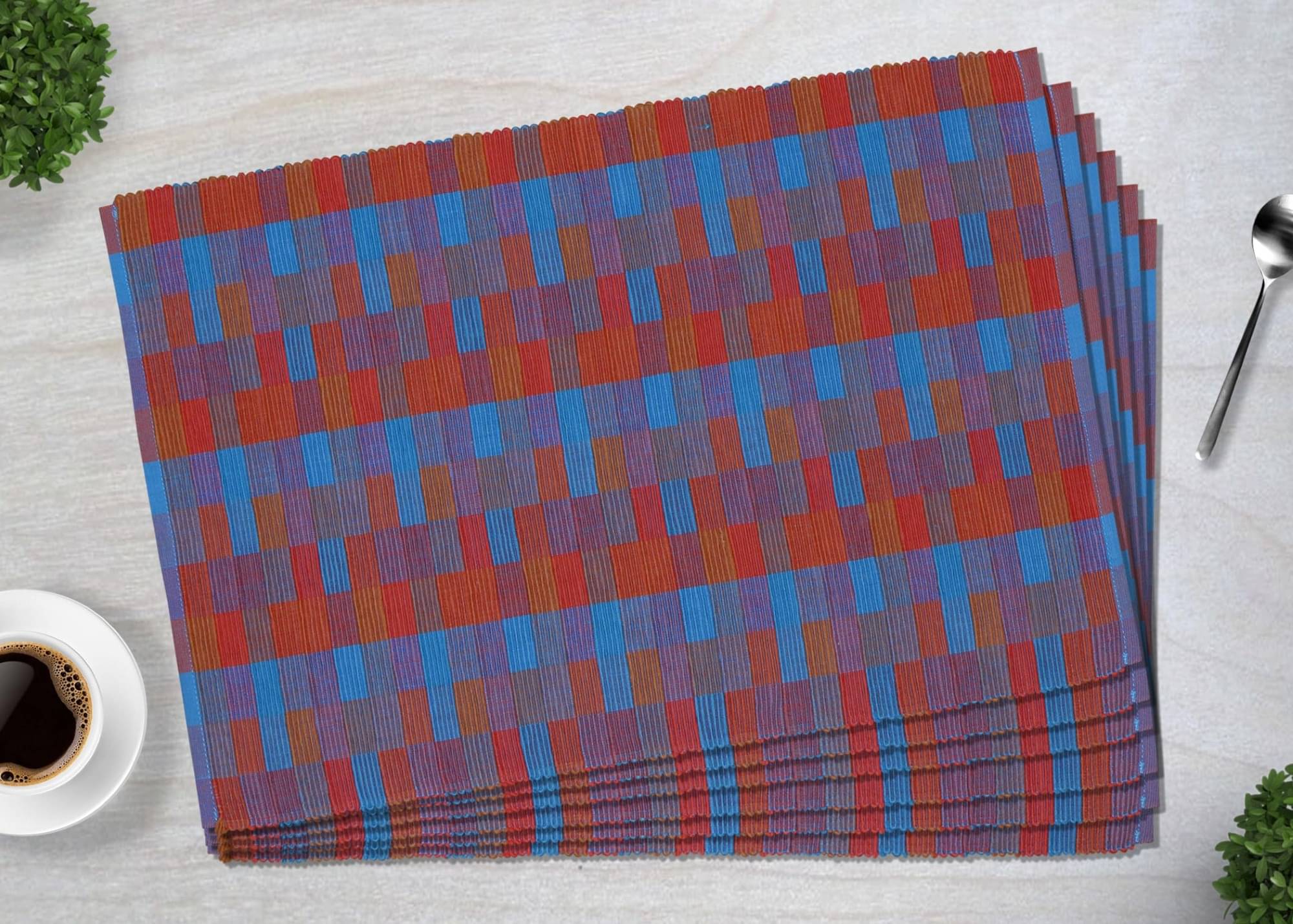 Home Colors Cotton Geometric Table Mats ( 48 cm x 35 cm ) Pack of 6 - Red Home Colors Cotton Geometric Table Mats ( 48 cm x 35 cm ) Pack of 6 - Red