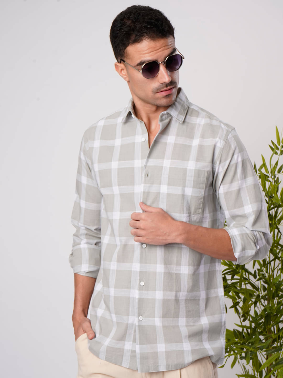     			IVOC 100% Cotton Regular Fit Checks Full Sleeves Men's Casual Shirt - Green ( Pack of 1 )