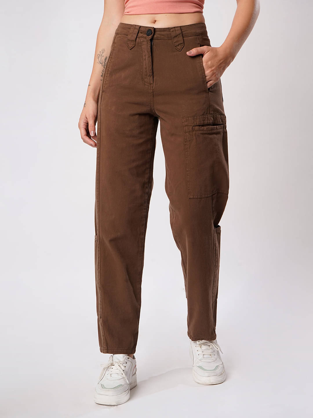     			IVOC Pack of 1 Cotton Regular Women's Chinos ( Brown )