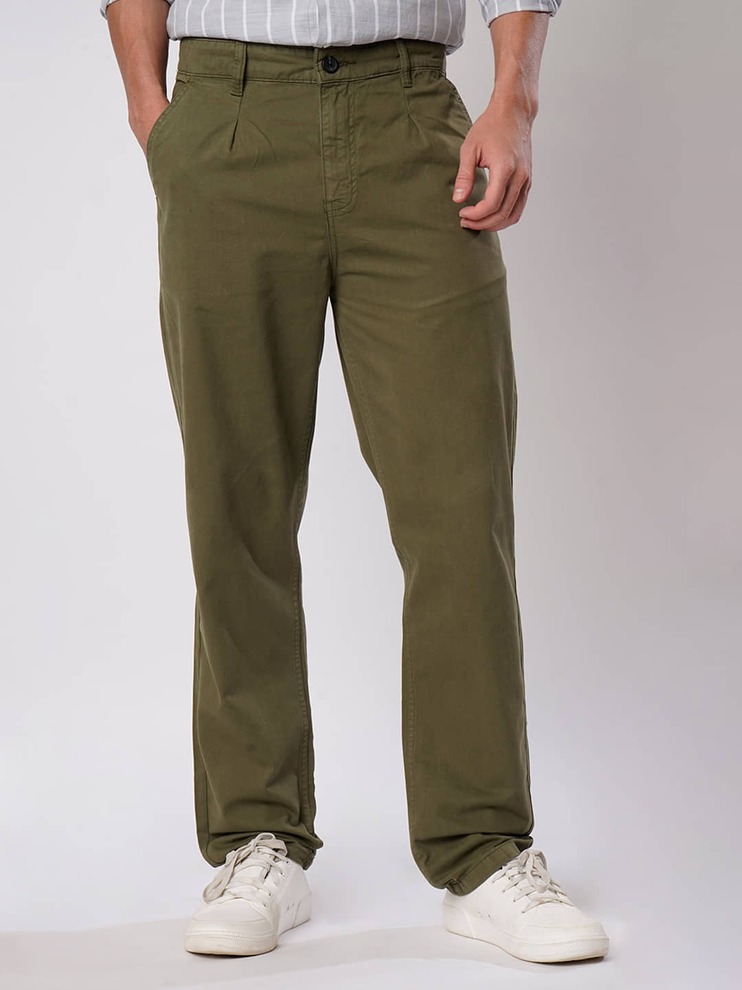 IVOC Regular Pleated Men's Trouser - Olive ( Pack of 1 ) - Trousers | Buy online on ZillyBuy