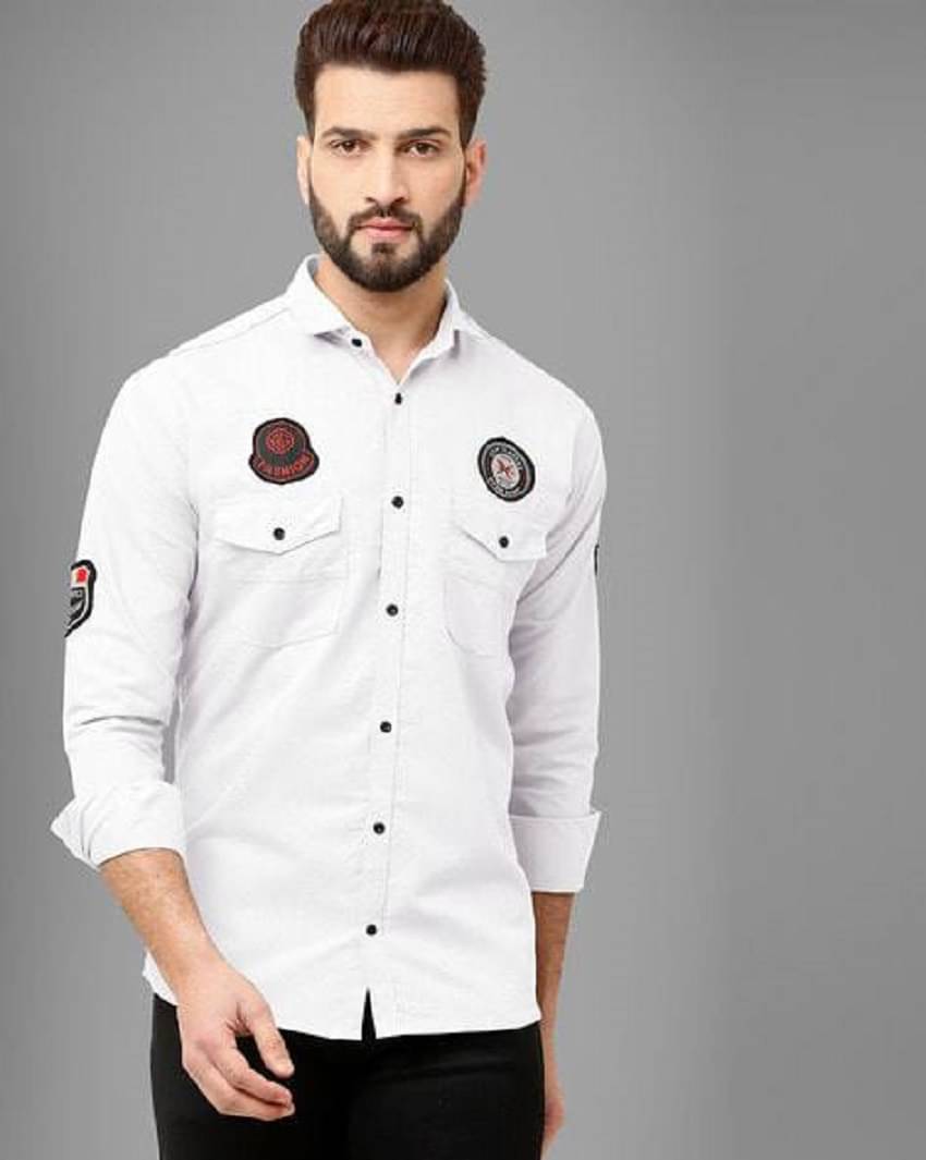     			KITWELL Cotton Blend Regular Fit Embroidered Full Sleeves Men's Casual Shirt - White ( Pack of 1 )