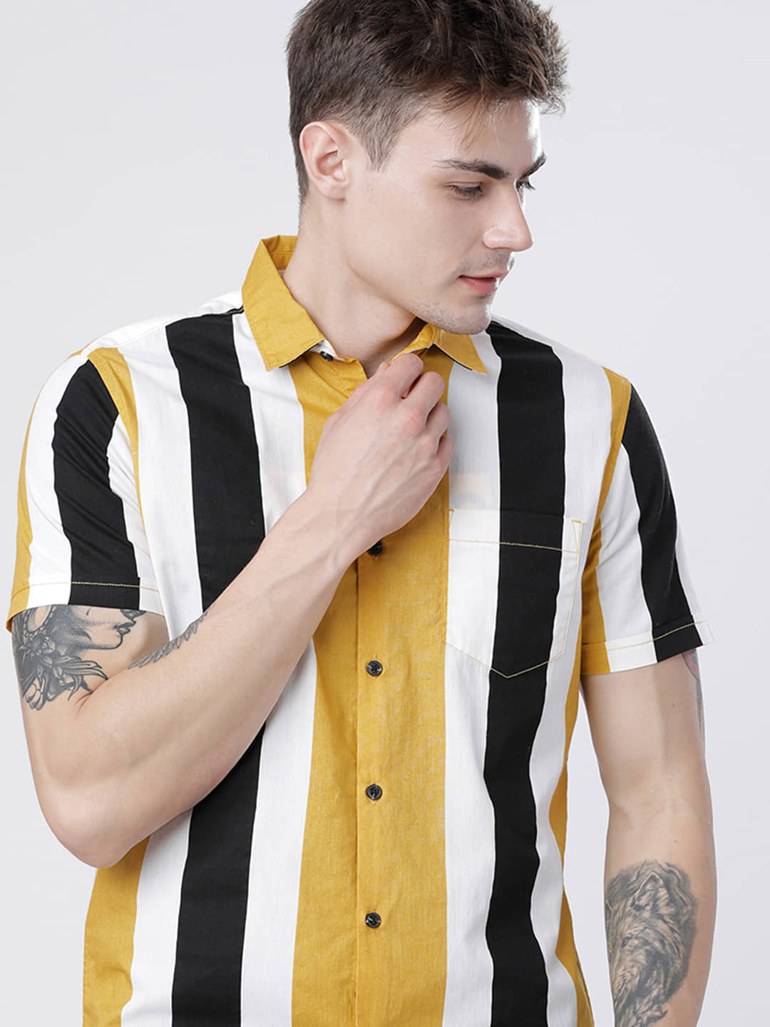 Locomotive 100% Cotton Slim Fit Printed Half Sleeves Men's Casual Shirt - Multicolor ( Pack of 1 )