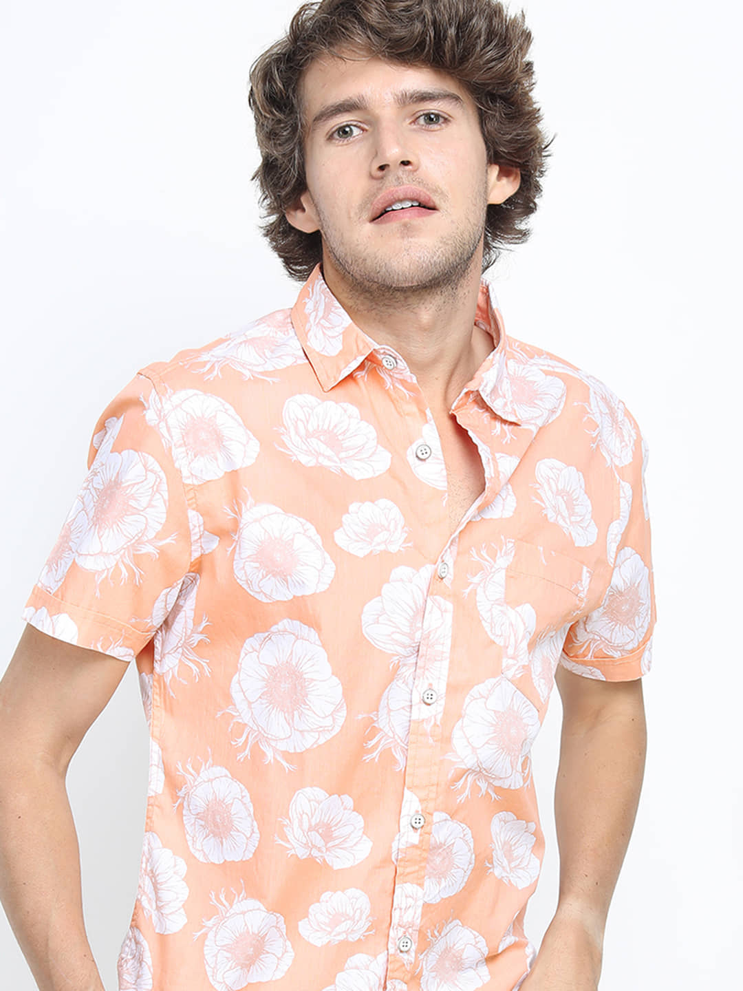 Locomotive 100% Cotton Slim Fit Printed Half Sleeves Men's Casual Shirt - Multicolor ( Pack of 1 )