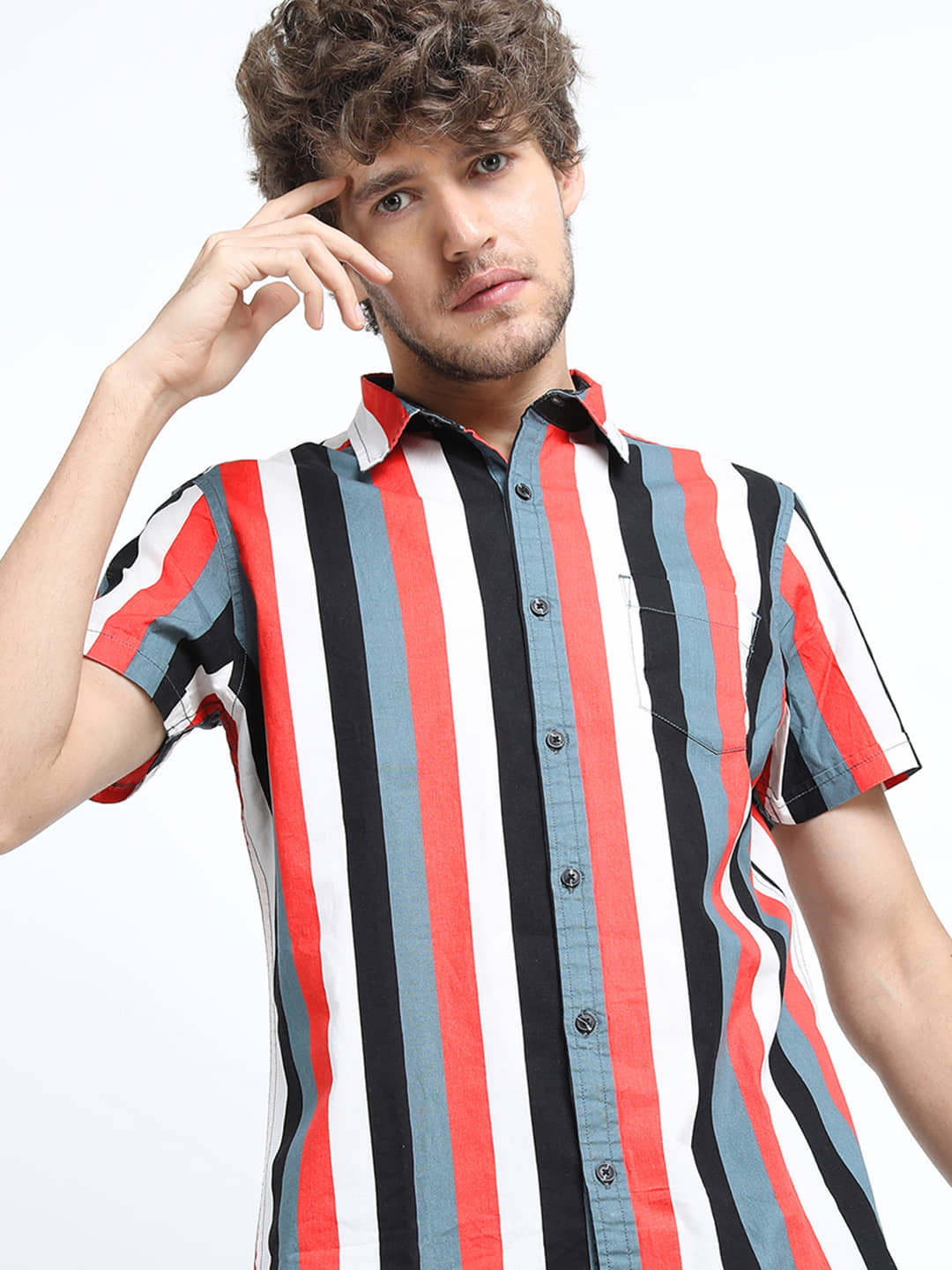 Locomotive 100% Cotton Slim Fit Printed Half Sleeves Men's Casual Shirt - Multicolor ( Pack of 1 )