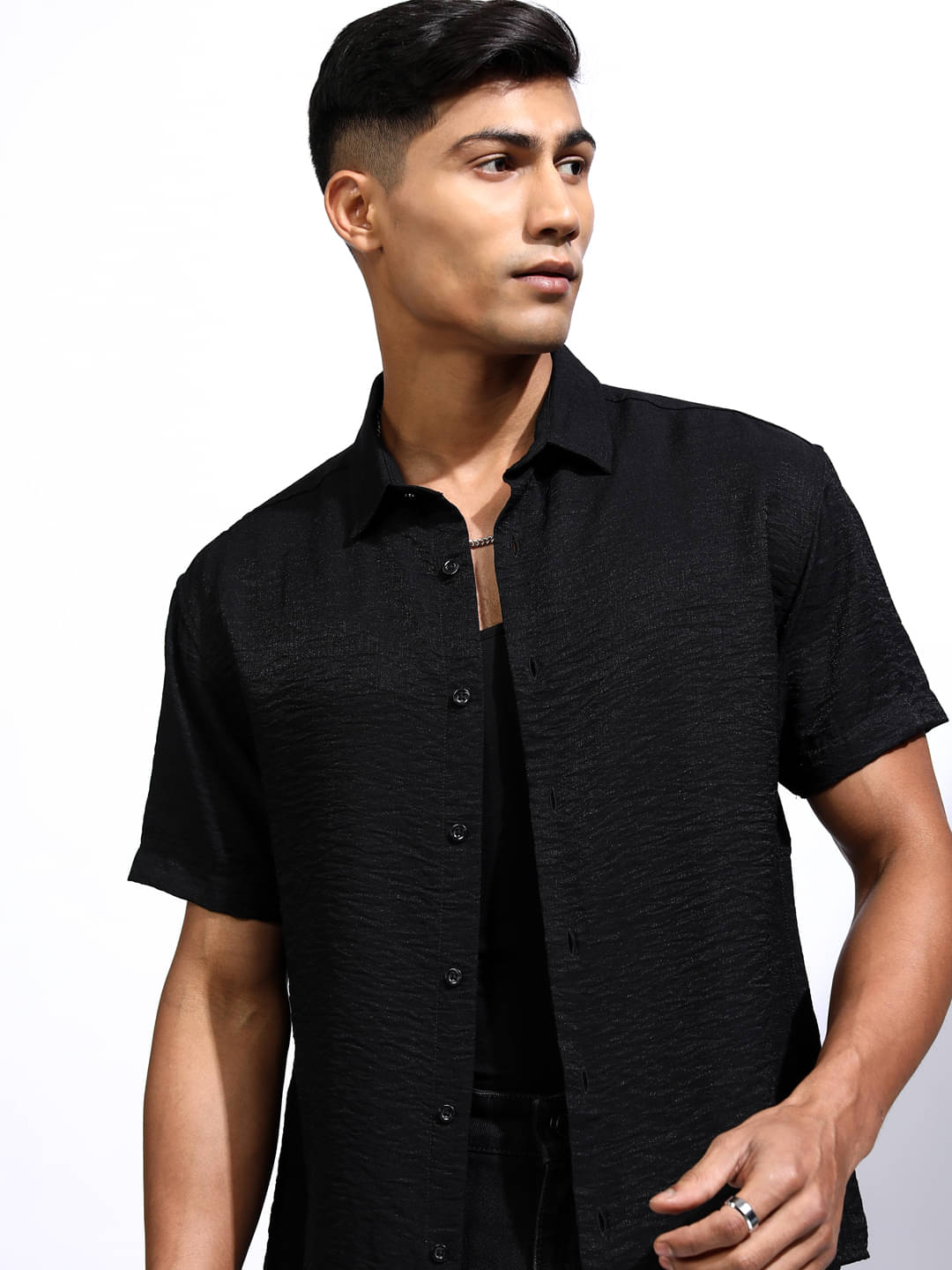Locomotive Polyester Relaxed Fit Self Design Half Sleeves Men's Casual Shirt - Black ( Pack of 1 ) Locomotive Polyester Relaxed Fit Self Design Half Sleeves Men's Casual Shirt - Black ( Pack of 1 )