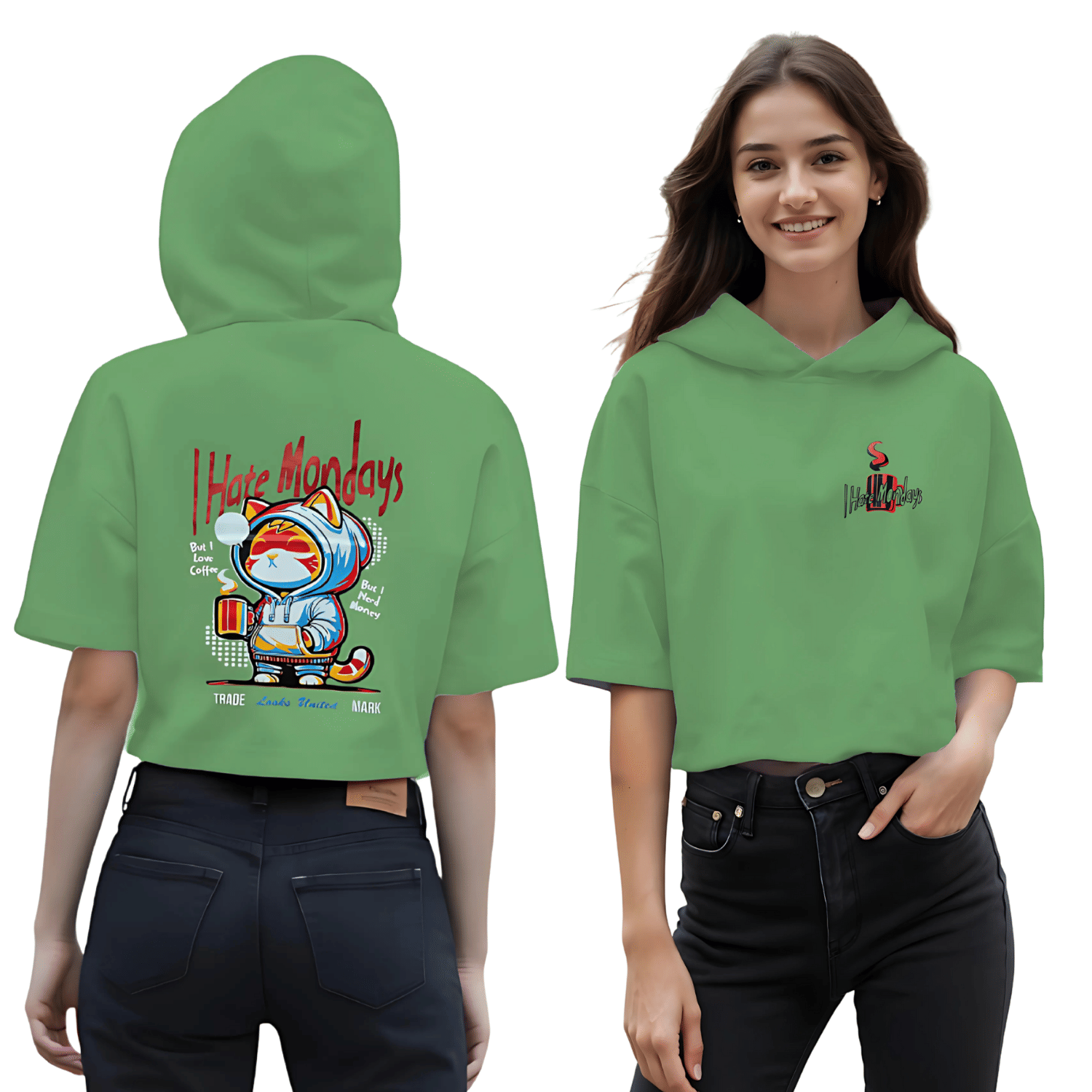 Looks United Women's Cotton Crop Top ( Green ) Looks United Women's Cotton Crop Top ( Green )