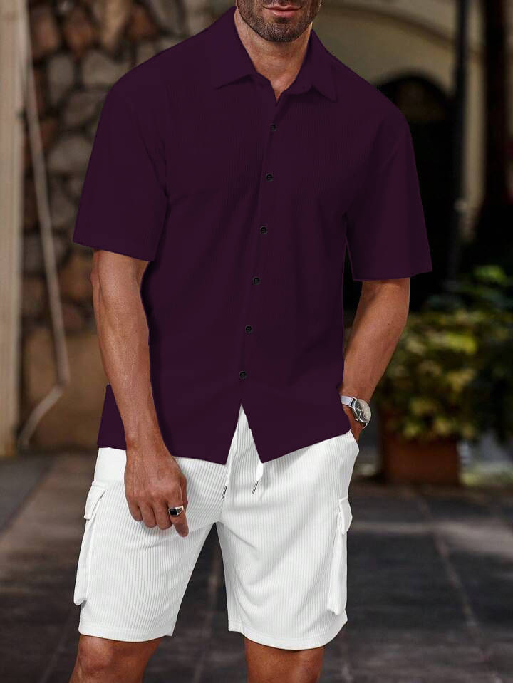 MARMIC FAB Corduroy Slim Fit Popcorn Textured Half Sleeves Men's Casual Shirt - Purple ( Pack of 1 ) MARMIC FAB Corduroy Slim Fit Popcorn Textured Half Sleeves Men's Casual Shirt - Purple ( Pack of 1 )