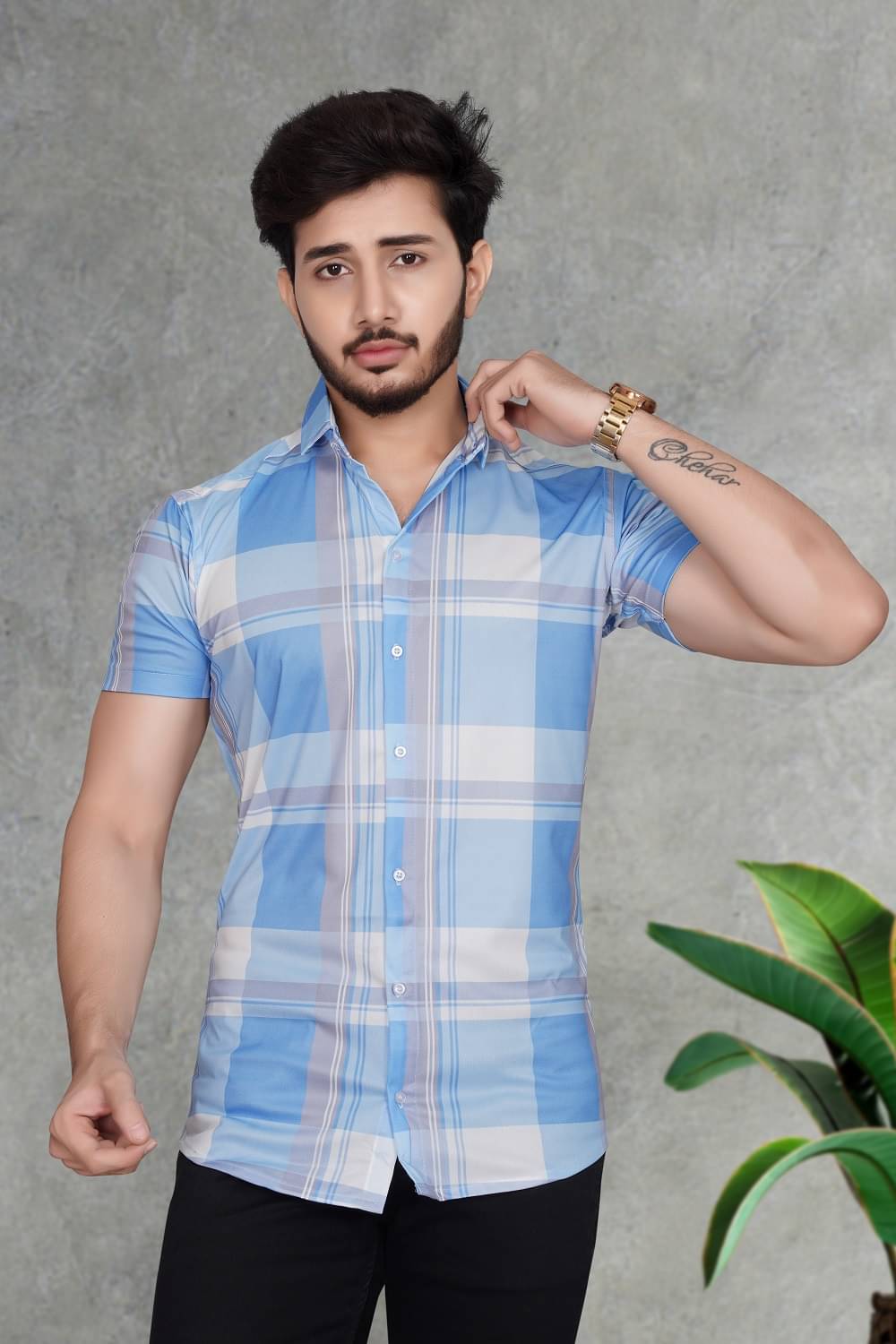     			MARMIC FAB Poly Cotton Slim Fit Checks Half Sleeves Men's Casual Shirt - Blue ( Pack of 1 )
