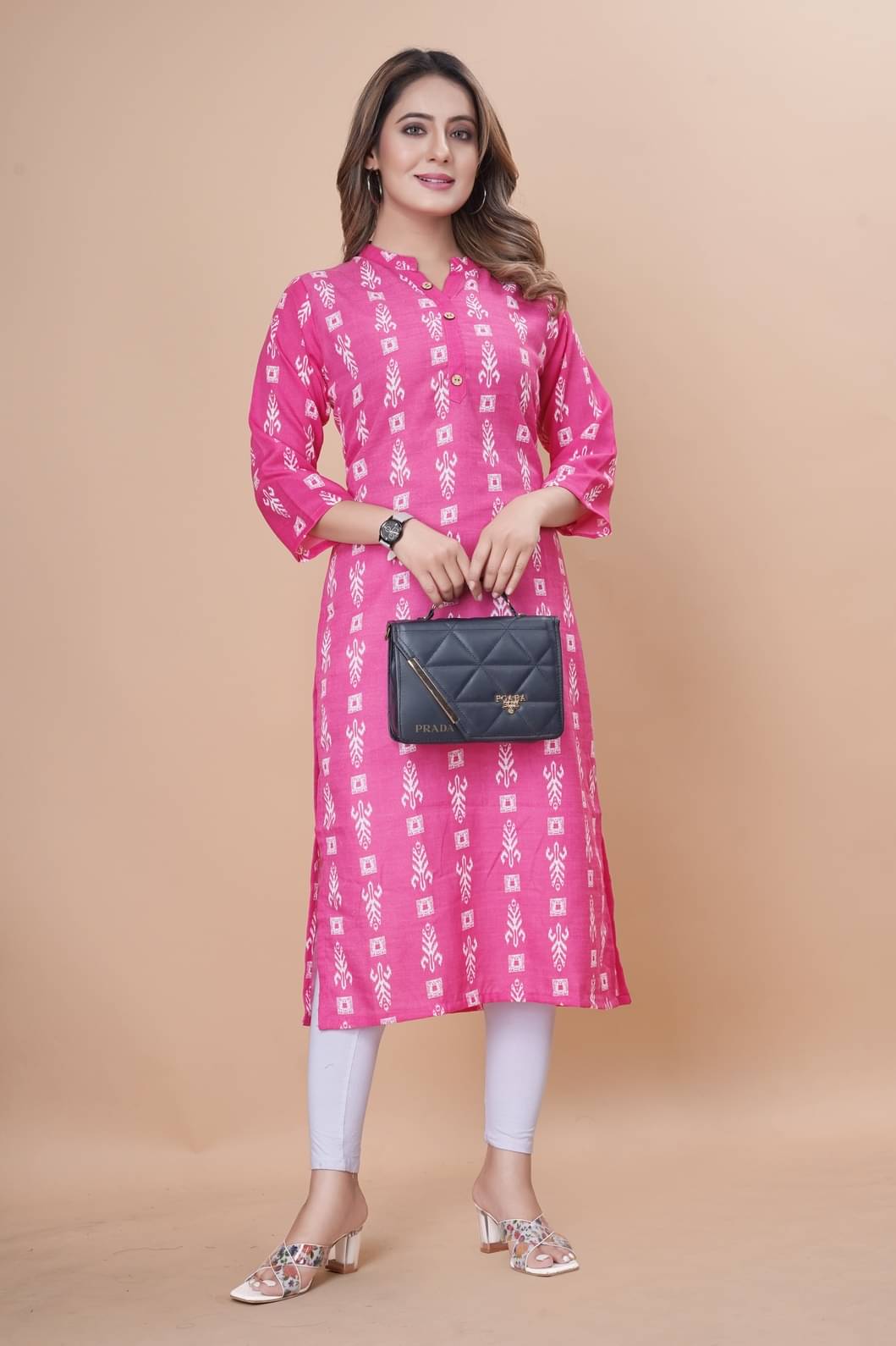     			MEHUL TEXTILE / MVC GROUP OF COMPANY Women's Cotton Blend Printed Straight Kurti - ( Pink )