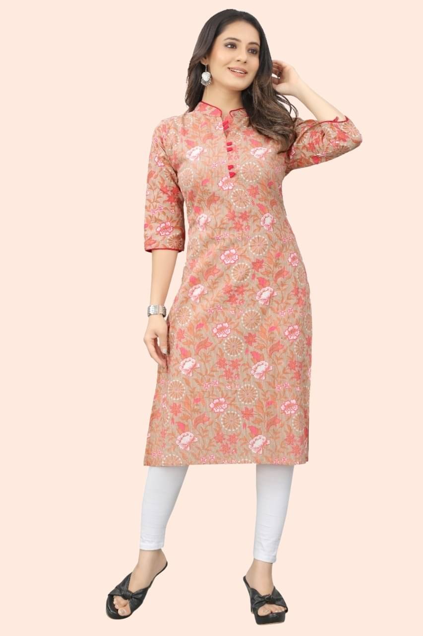     			MEHUL TEXTILE / MVC GROUP OF COMPANY Women's Cotton Printed Straight Kurti - ( Multicolor )