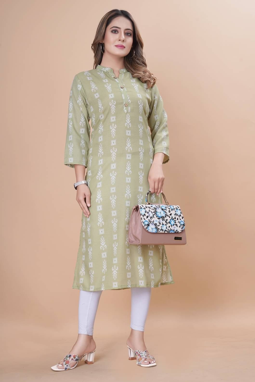 MEHUL TEXTILE / MVC GROUP OF COMPANY Women's Cotton Blend Printed Straight Kurti - ( Green ) MEHUL TEXTILE / MVC GROUP OF COMPANY Women's Cotton Blend Printed Straight Kurti - ( Green )