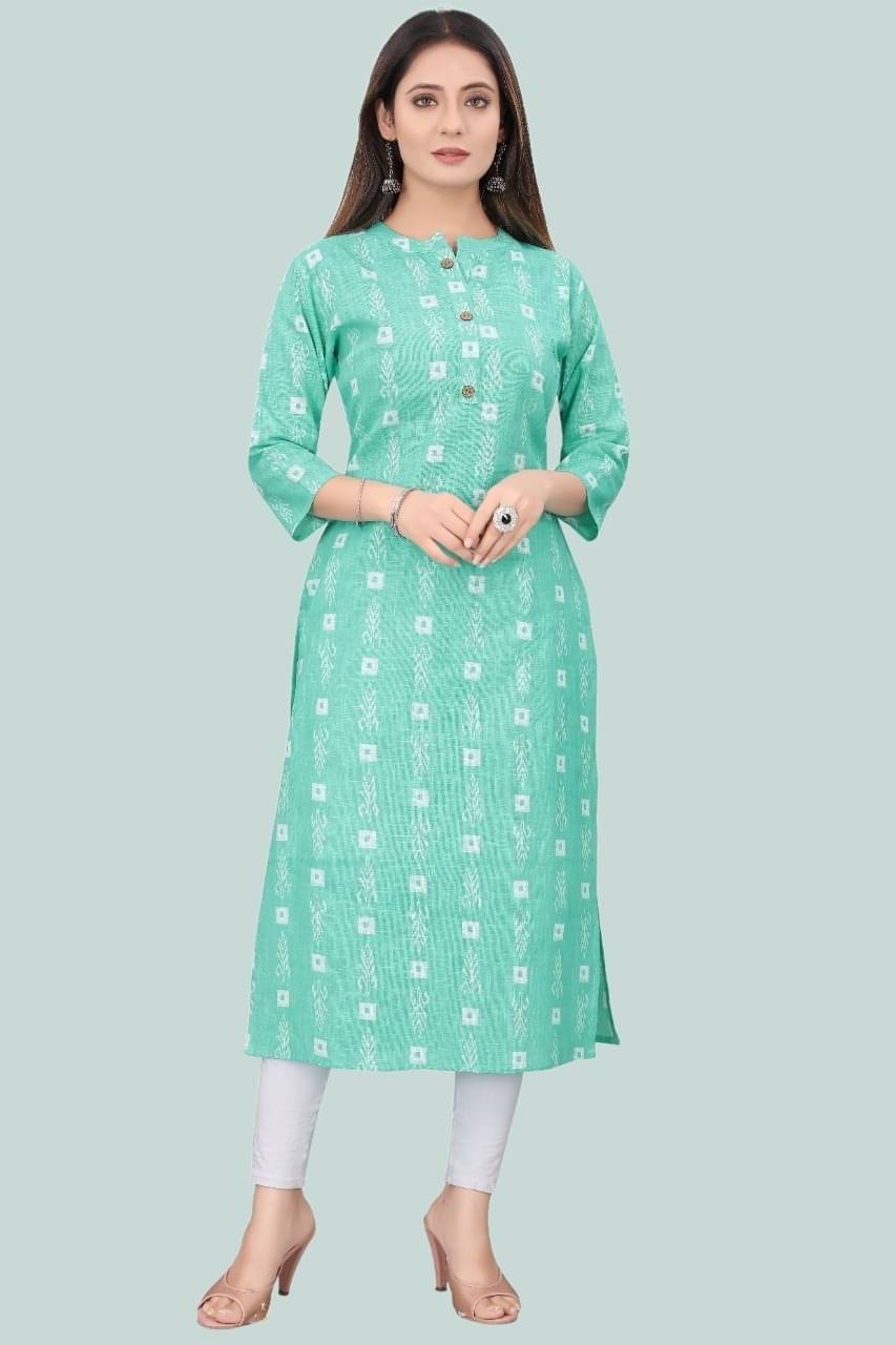 MEHUL TEXTILE / MVC GROUP OF COMPANY Women's Cotton Blend Printed Straight Kurti - ( Blue ) MEHUL TEXTILE / MVC GROUP OF COMPANY Women's Cotton Blend Printed Straight Kurti - ( Blue )