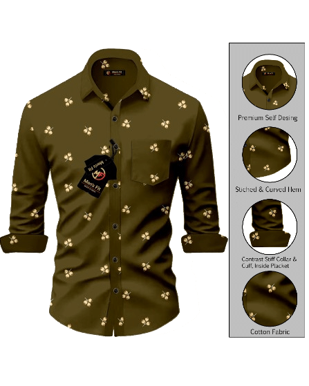     			MEN'S FIT Polyester Regular Fit Printed Full Sleeves Men's Casual Shirt - Green ( Pack of 1 )