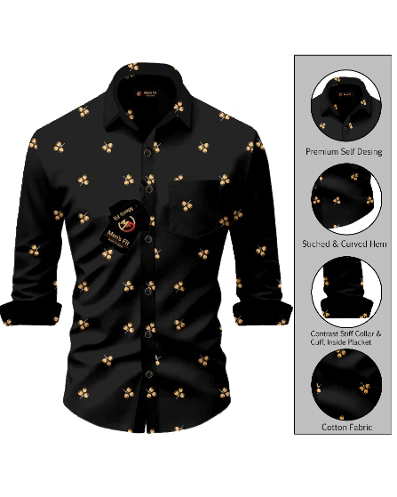 MEN'S FIT Polyester Regular Fit Printed Full Sleeves Men's Casual Shirt - Black ( Pack of 1 ) MEN'S FIT Polyester Regular Fit Printed Full Sleeves Men's Casual Shirt - Black ( Pack of 1 )