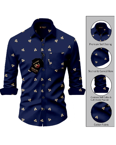     			MEN'S FIT Polyester Regular Fit Printed Full Sleeves Men's Casual Shirt - Navy Blue ( Pack of 1 )