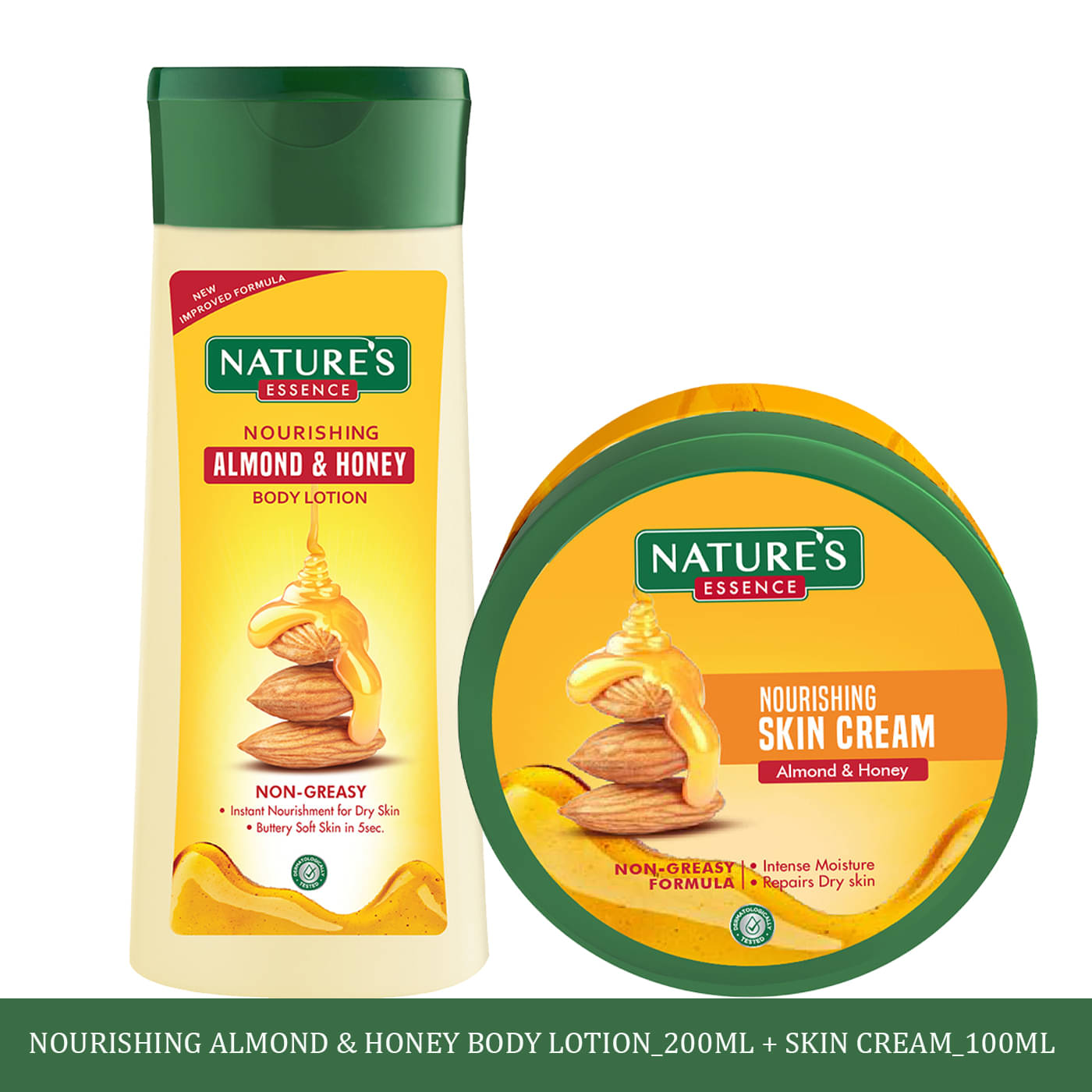     			Nature's Essence Almond and Honey Nourishing Skin Cream 400ml + Body Lotion 200ml (Pack of 2)