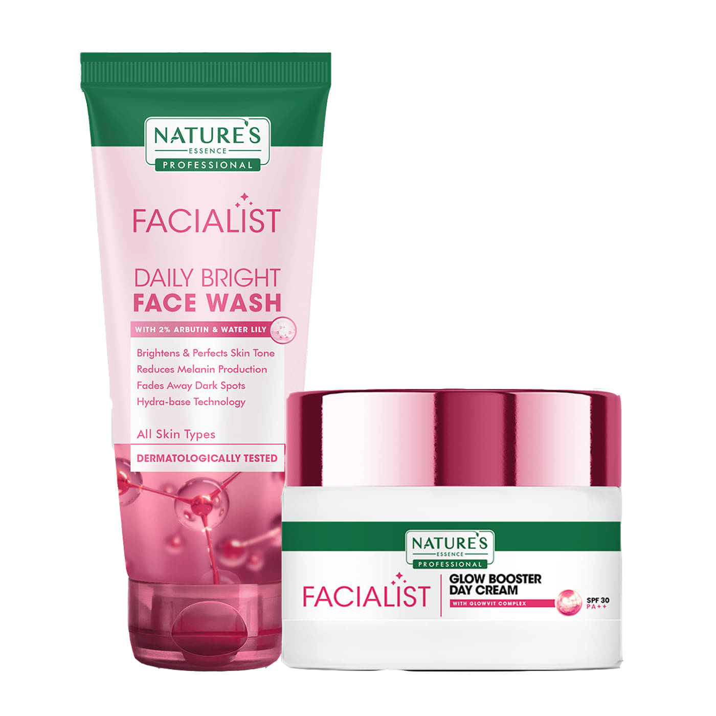     			Nature's Essence Facialist Glow Booster Day Cream 45g + Daily Bright Face Wash 100g (Pack of 2)