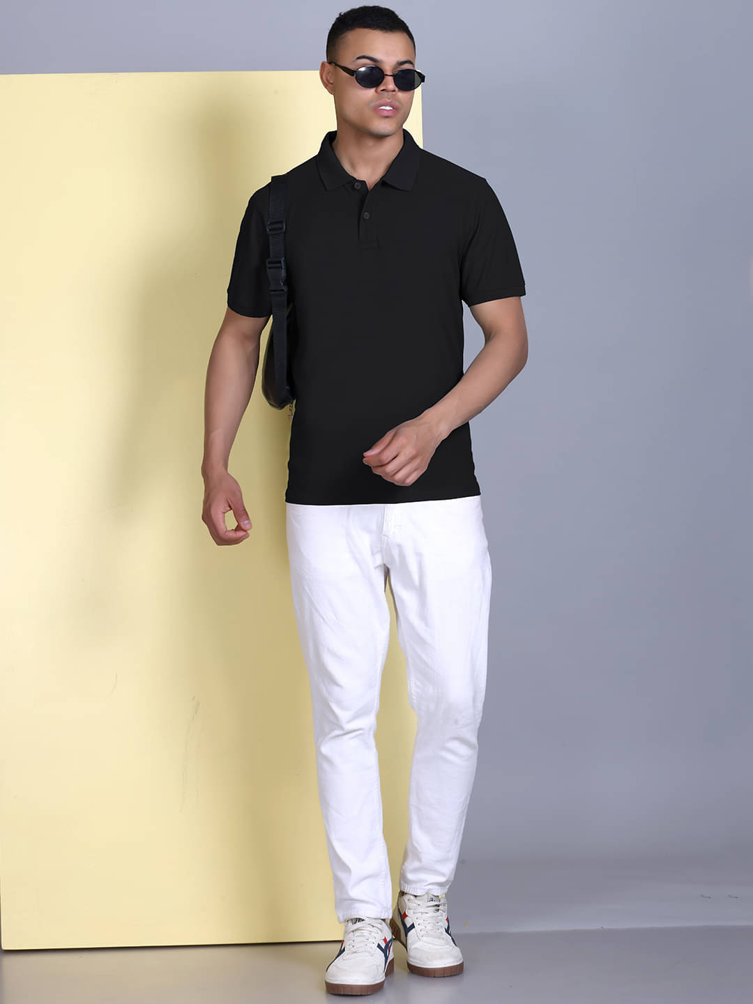 Promount Men Polyester Regular Fit Solid Polo T Shirt ( Black ) Promount Men Polyester Regular Fit Solid Polo T Shirt ( Black )