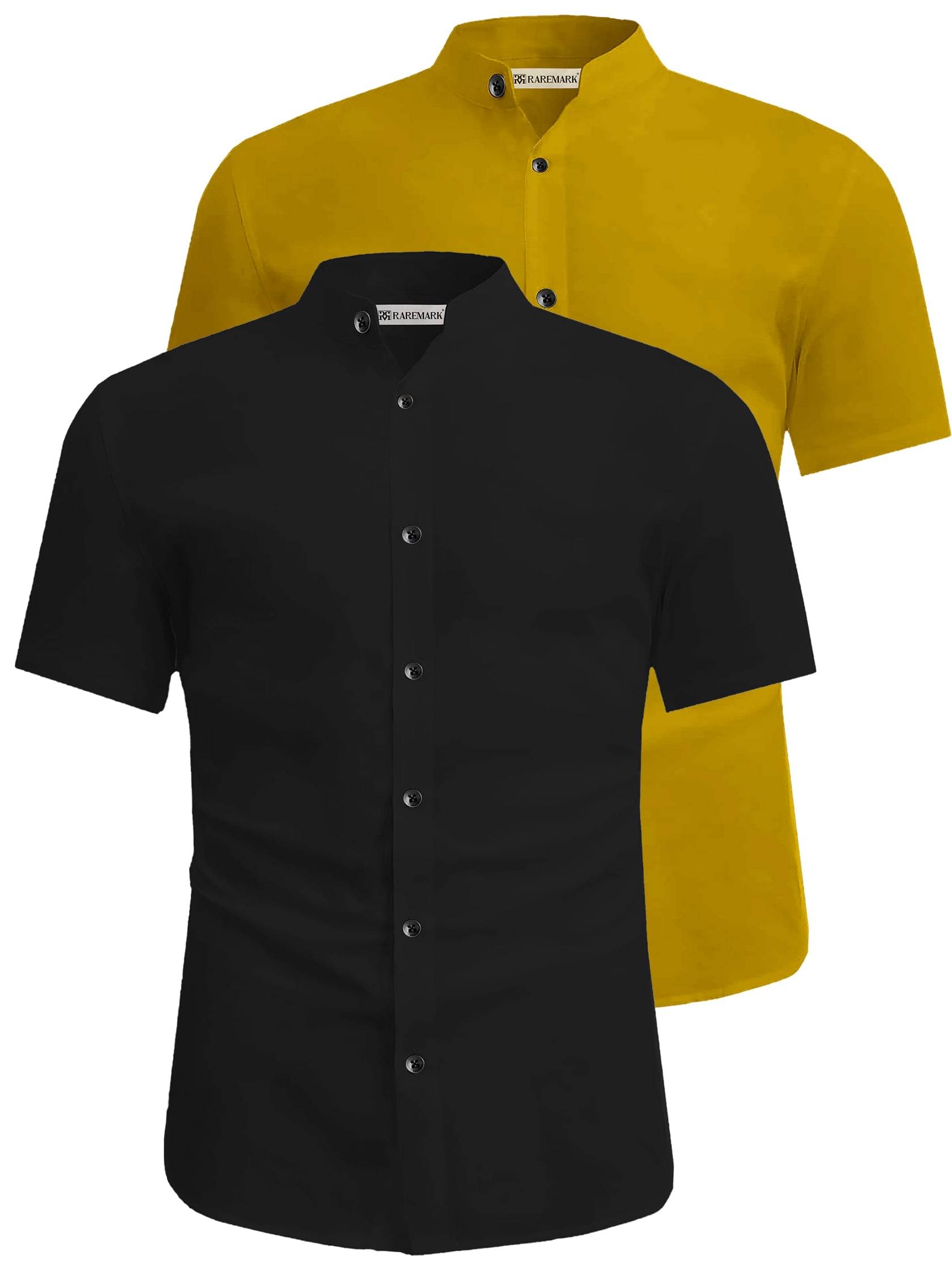 RAREMARK Cotton Blend Slim Fit Solids Half Sleeves Men's Casual Shirt - Yellow ( Pack of 2 ) RAREMARK Cotton Blend Slim Fit Solids Half Sleeves Men's Casual Shirt - Yellow ( Pack of 2 )