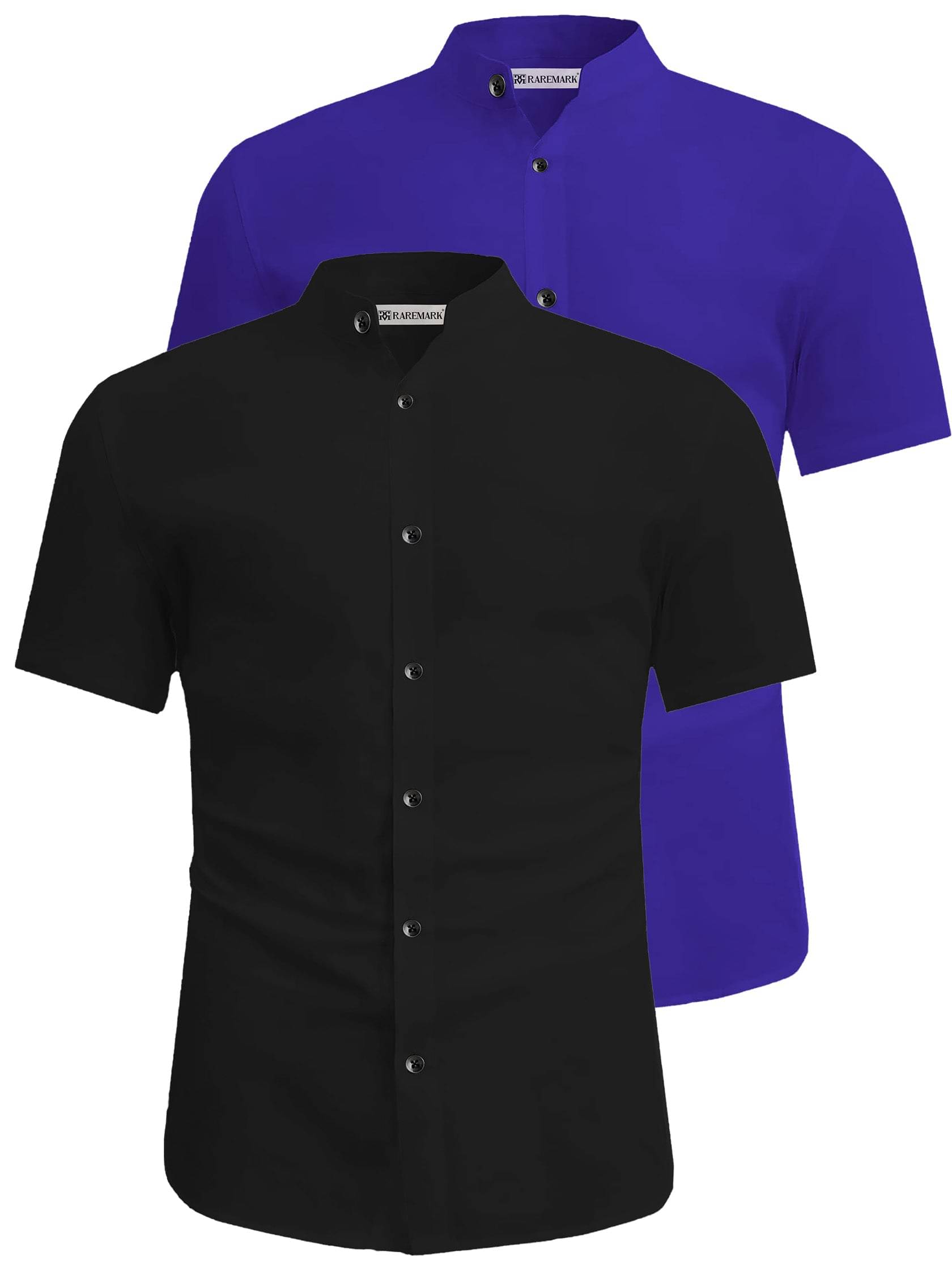    			RAREMARK Cotton Blend Slim Fit Solids Half Sleeves Men's Casual Shirt - Dark Blue ( Pack of 2 )