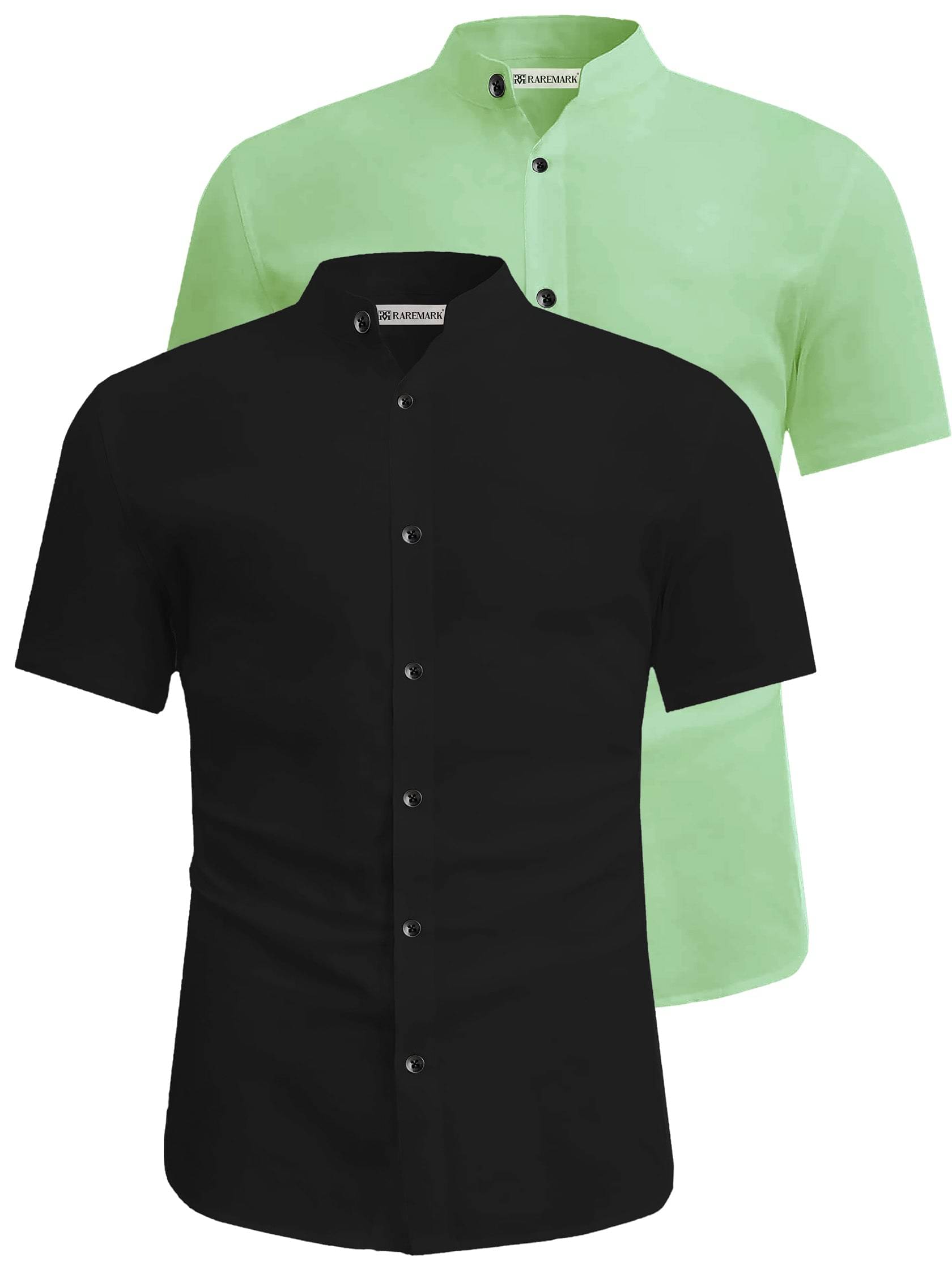     			RAREMARK Cotton Blend Slim Fit Solids Half Sleeves Men's Casual Shirt - Sea Green ( Pack of 2 )