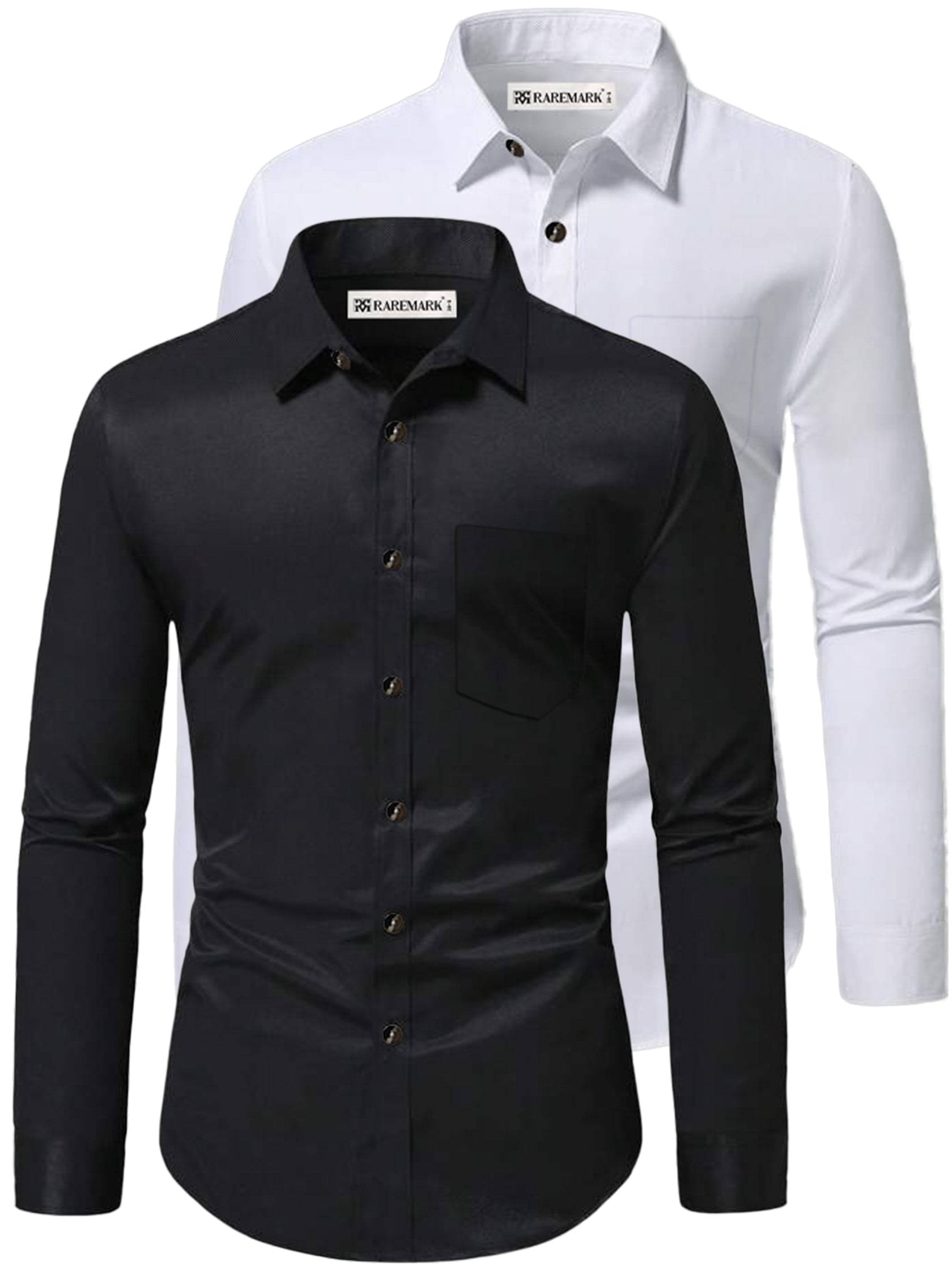     			RAREMARK Cotton Blend Slim Fit Solids Full Sleeves Men's Casual Shirt - White ( Pack of 2 )