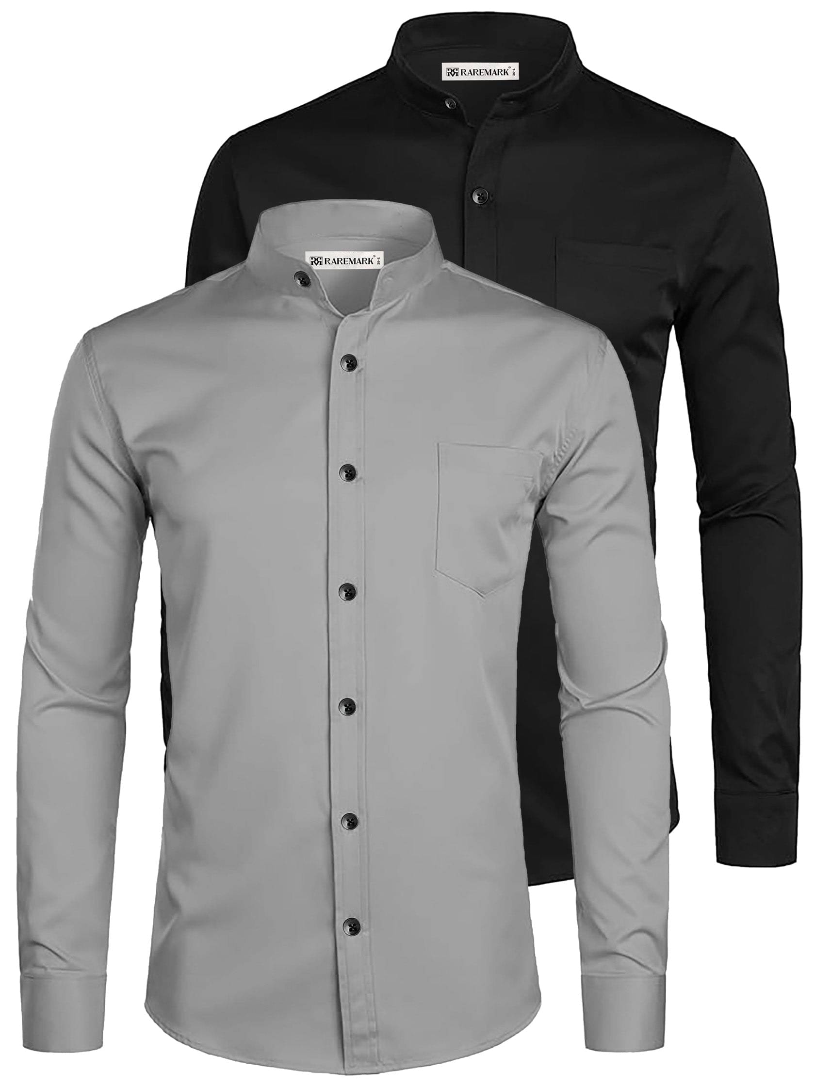     			RAREMARK Cotton Blend Slim Fit Solids Full Sleeves Men's Casual Shirt - Grey ( Pack of 2 )