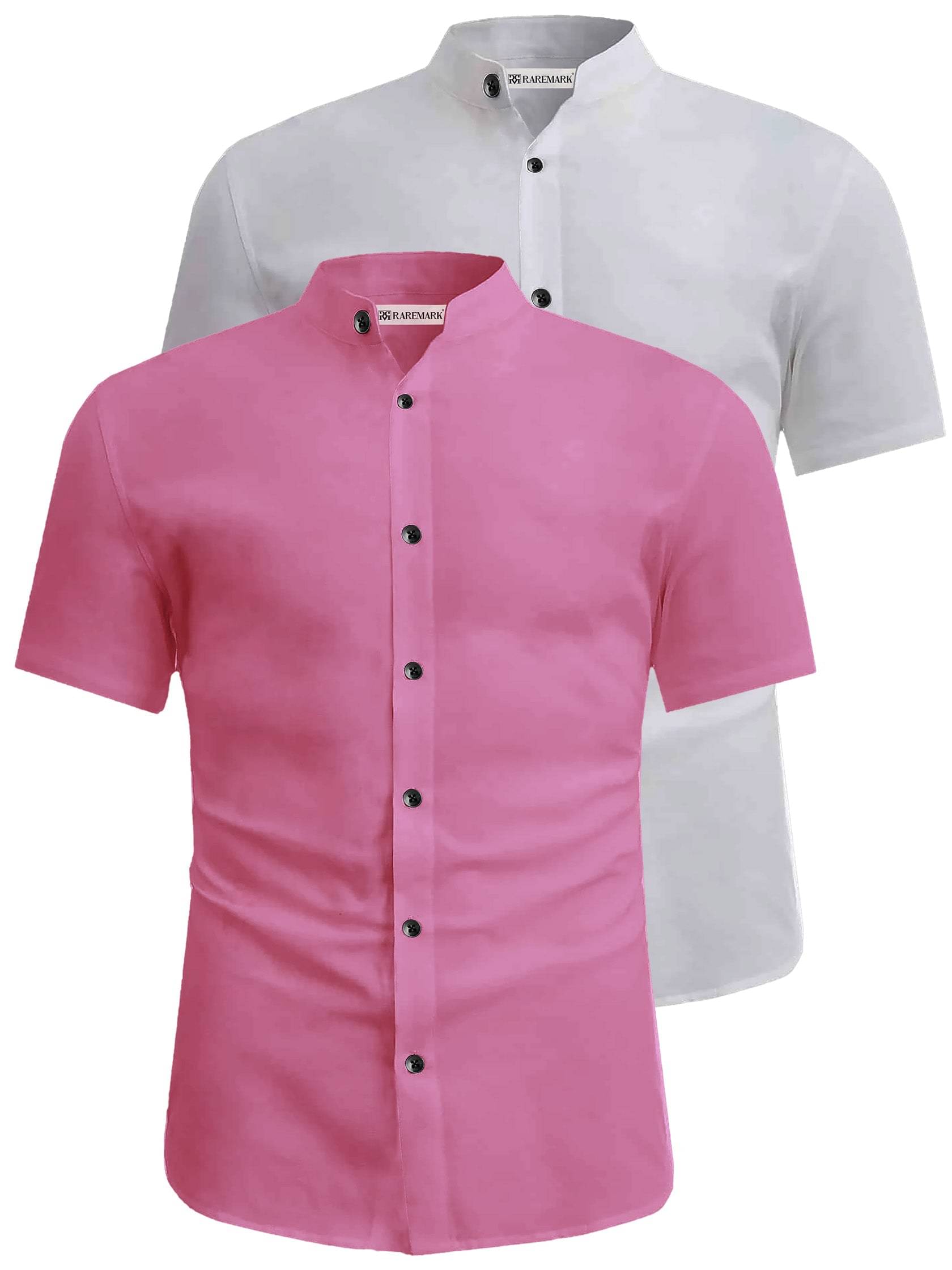 RAREMARK Cotton Blend Slim Fit Solids Half Sleeves Men's Casual Shirt - Peach ( Pack of 2 )     			RAREMARK Cotton Blend Slim Fit Solids Half Sleeves Men's Casual Shirt - Peach ( Pack of 2 )