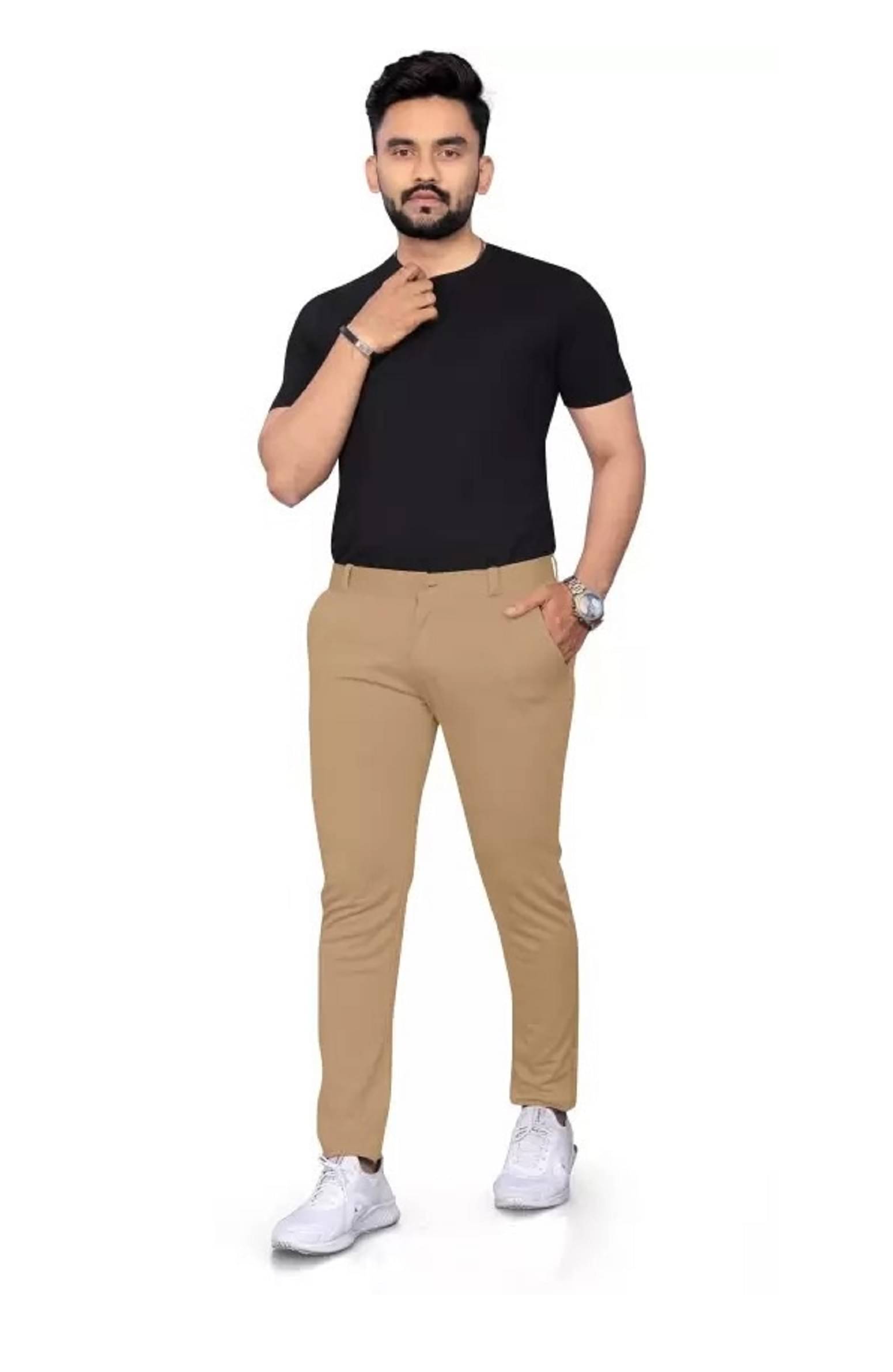     			REKHOLA Slim Flat Men's Chinos - Khaki ( Pack of 1 )