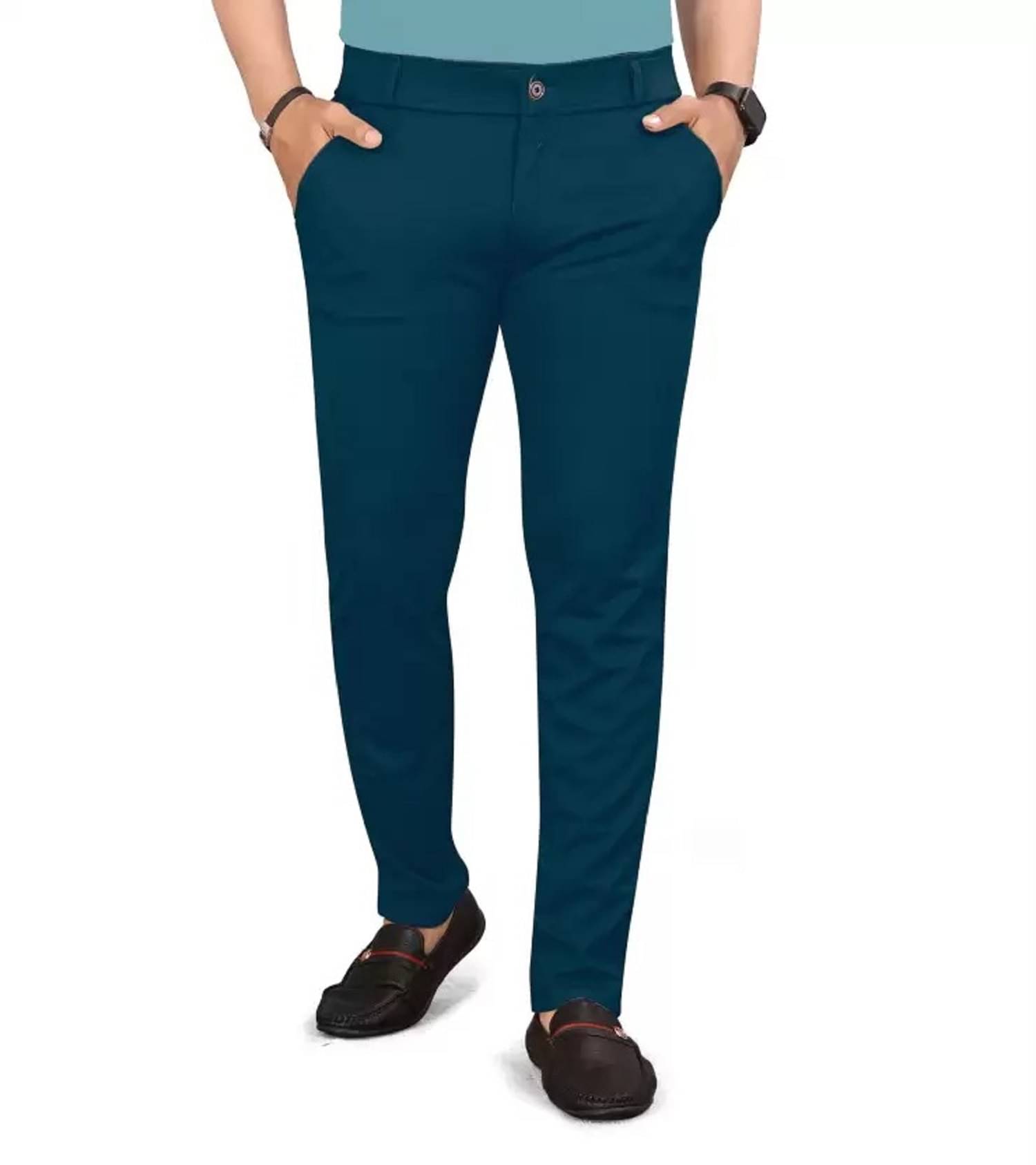     			REKHOLA Slim Flat Men's Chinos - Teal ( Pack of 1 )