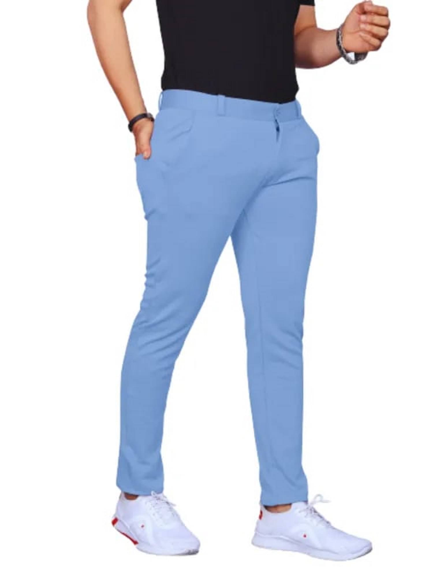     			REKHOLA Slim Flat Men's Chinos - Light Blue ( Pack of 1 )