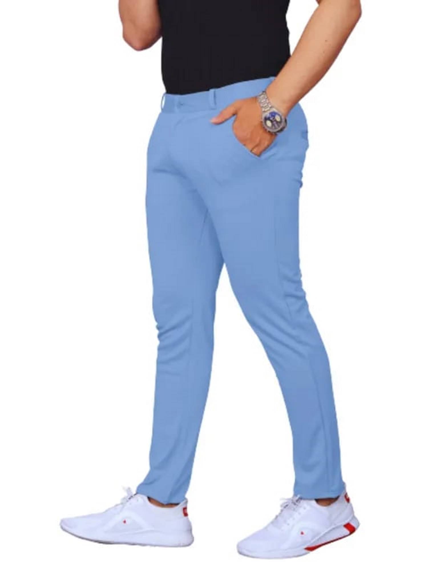     			REKHOLA Slim Flat Men's Trouser - Light Blue ( Pack of 1 )