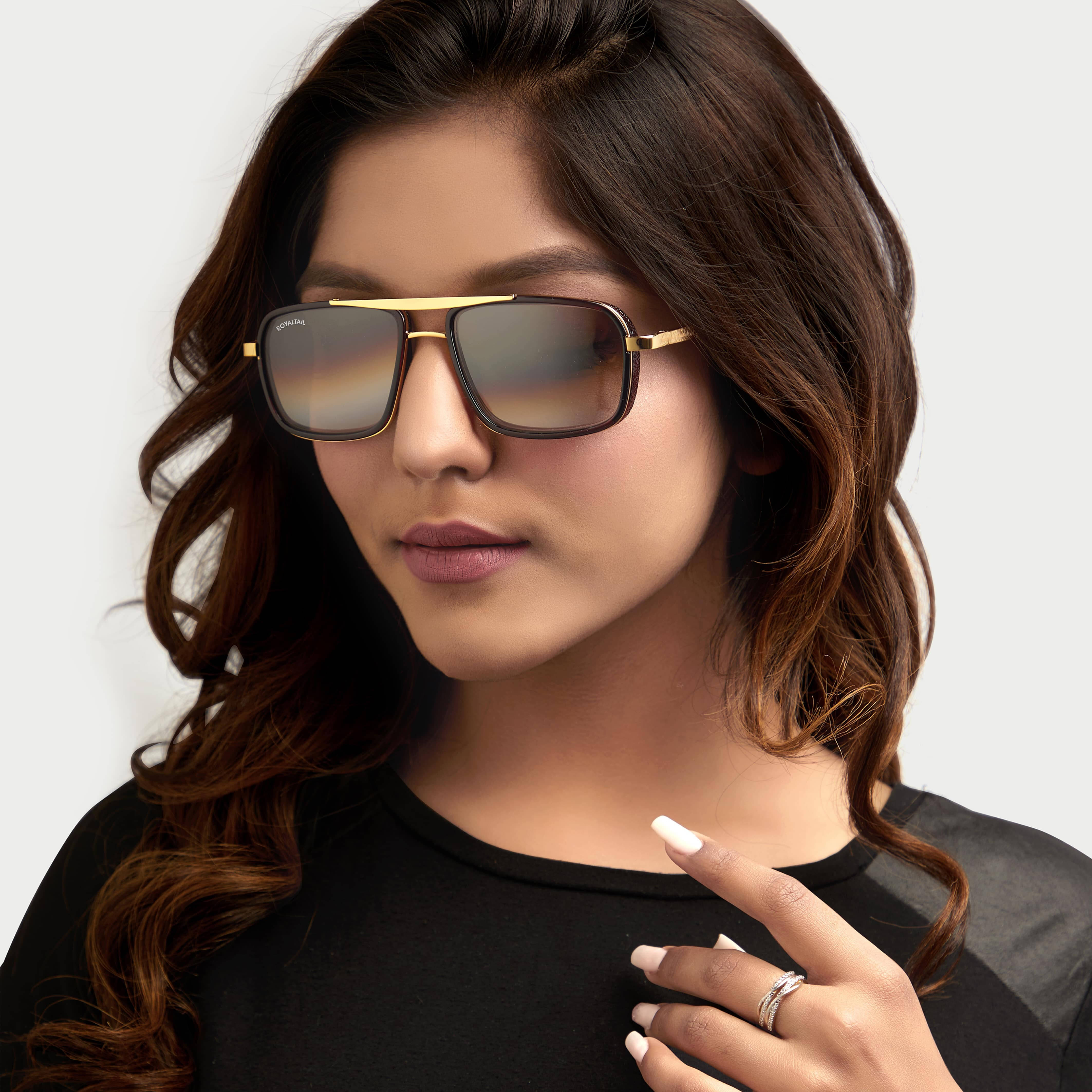 ROYALTAIL Gold Square Sunglasses ( Pack of 1 ) ROYALTAIL Gold Square Sunglasses ( Pack of 1 )