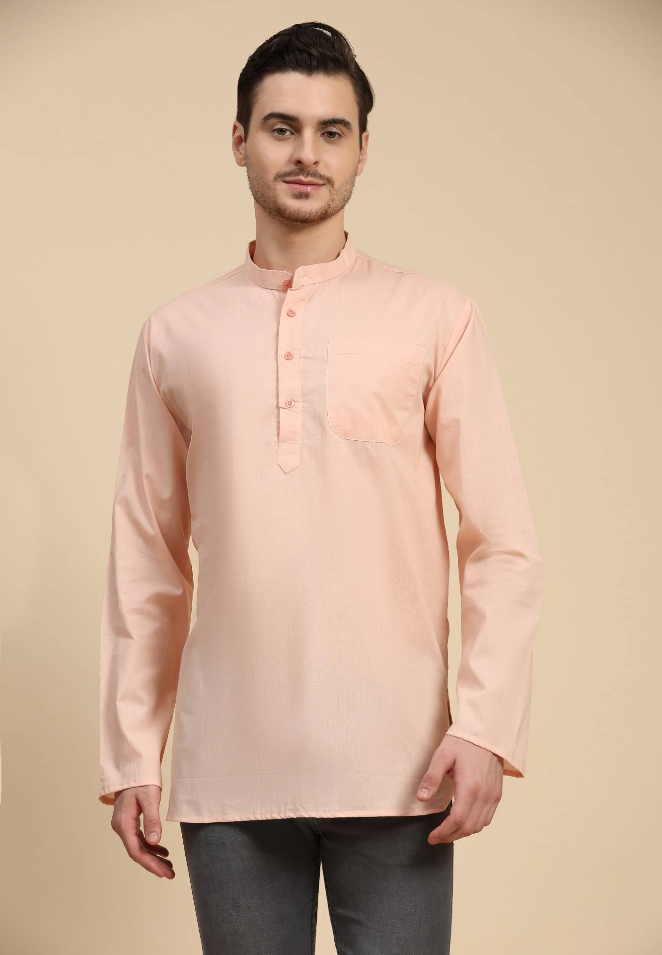     			SKAVIJ Pink Cotton Men's Regular Kurta ( Pack of 1 )