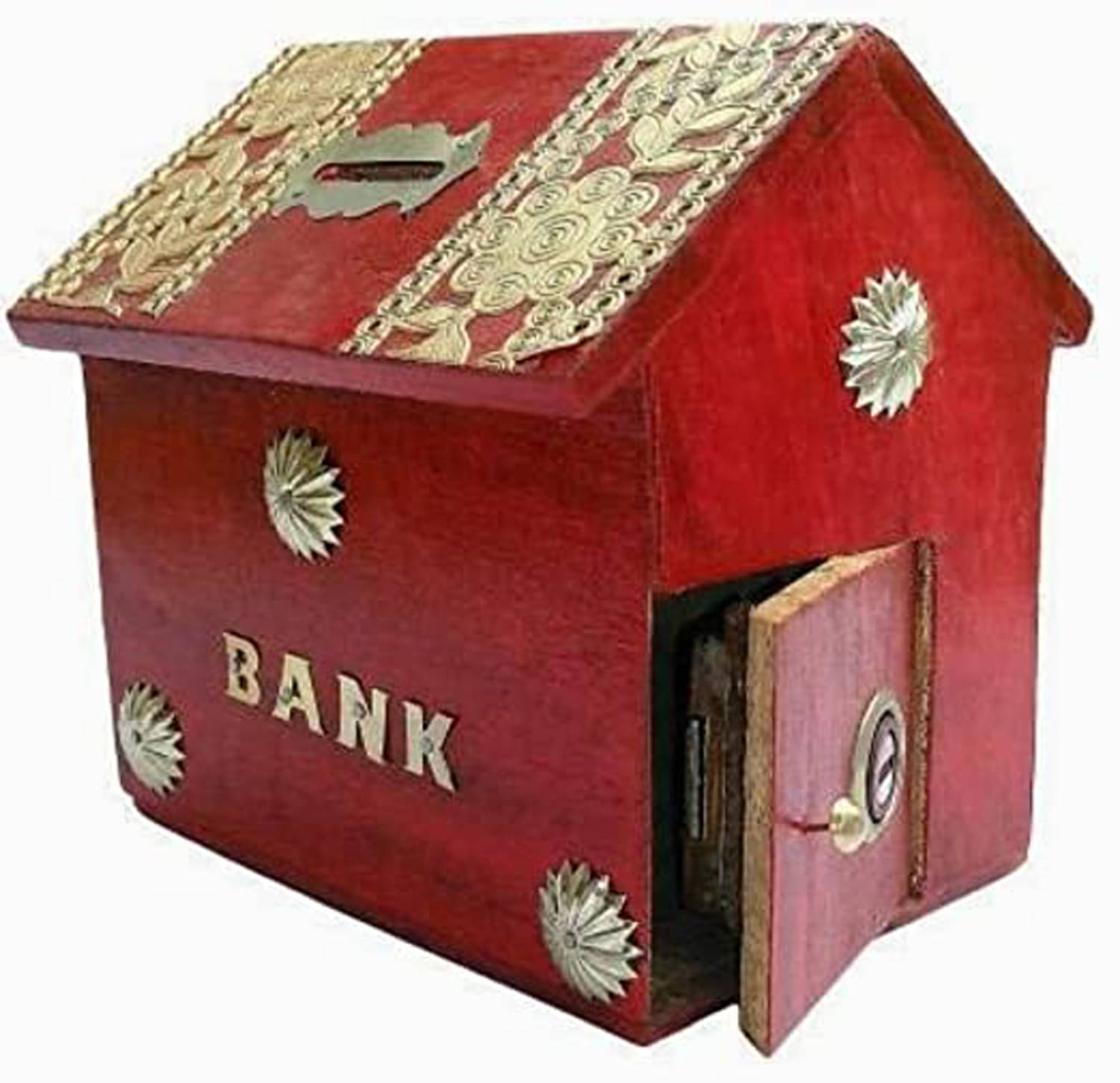     			SWH Wood Red Piggy Bank ( Pack of 1 )