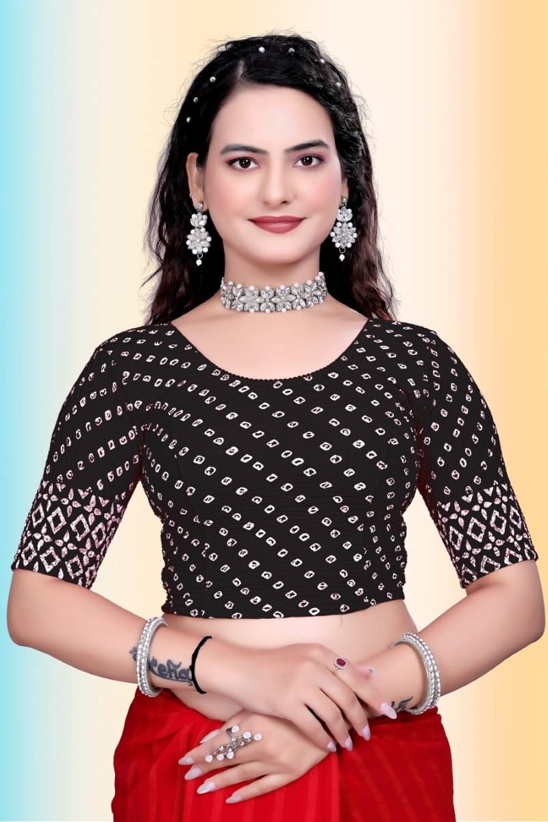     			TANISHM FEB TEX Black Readymade without Pad Jacquard Women's Blouse ( Pack of 1 )