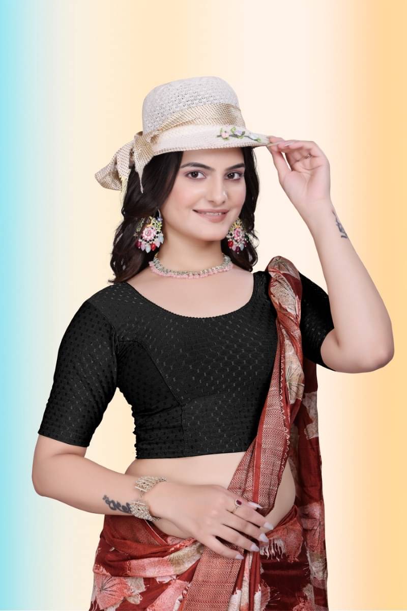     			TANISHM FEB TEX Black Readymade without Pad Cotton Women's Blouse ( Pack of 1 )