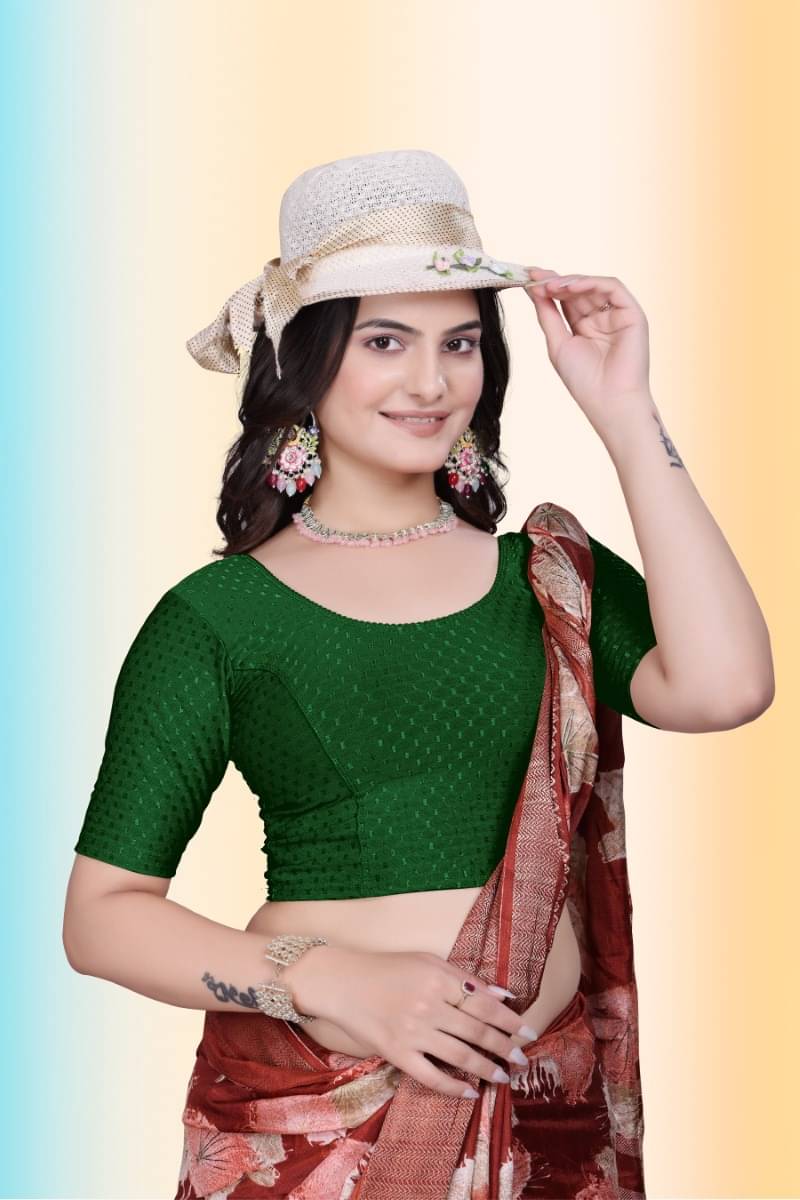     			TANISHM FEB TEX Green Readymade without Pad Cotton Women's Blouse ( Pack of 1 )