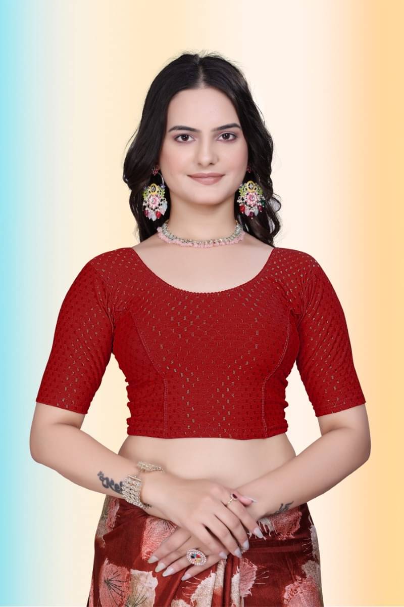     			TANISHM FEB TEX Maroon Readymade without Pad Cotton Women's Blouse ( Pack of 1 )