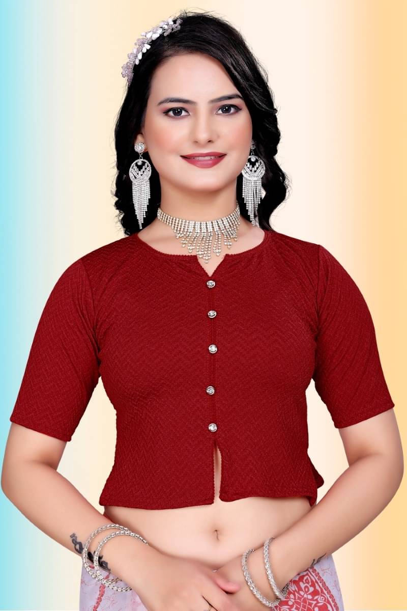     			TANISHM FEB TEX Maroon Readymade without Pad Cotton Women's Blouse ( Pack of 1 )