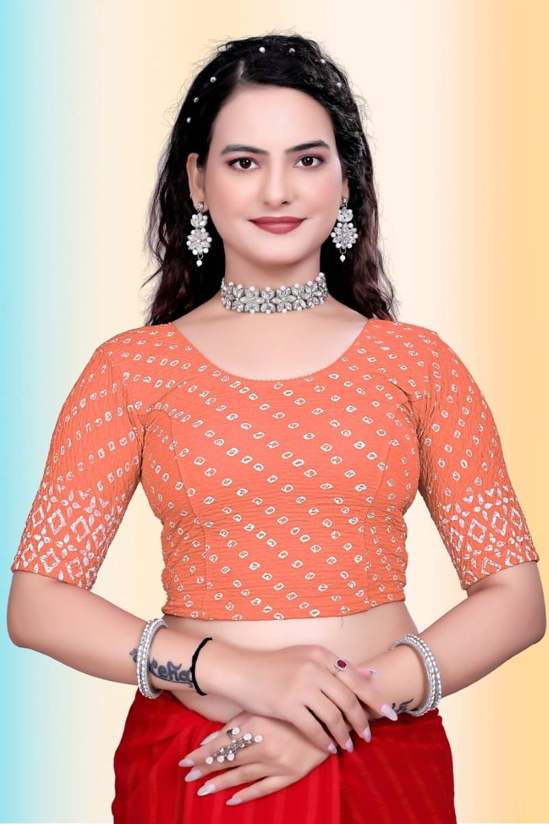     			TANISHM FEB TEX Peach Readymade without Pad Jacquard Women's Blouse ( Pack of 1 )