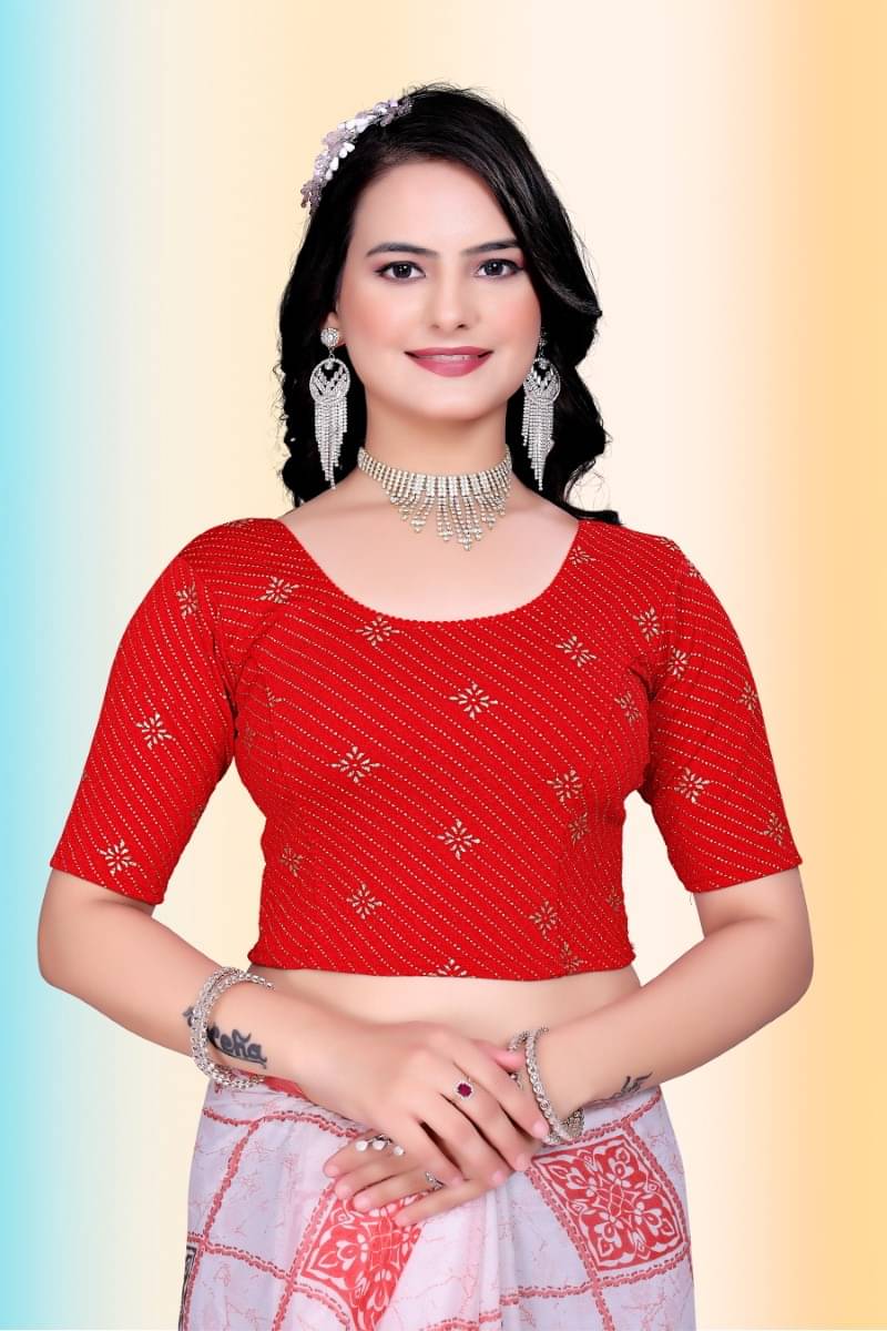     			TANISHM FEB TEX Red Readymade without Pad Cotton Women's Blouse ( Pack of 1 )