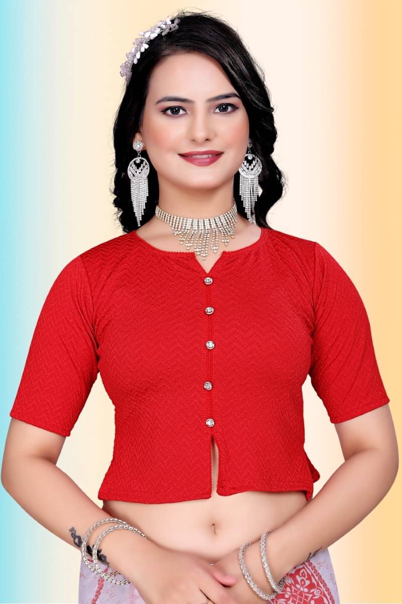     			TANISHM FEB TEX Red Readymade without Pad Cotton Women's Blouse ( Pack of 1 )